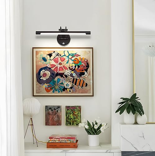 Miniatura 2 de MantoLite Lámpara de pared negra de 16 pulgadas para baño, 8 W, regulable, para gabinete, iluminación interior, aplique de pared ajustable, lámpara