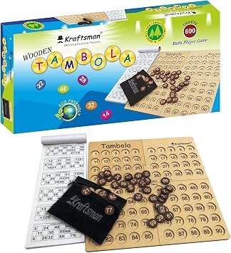 MilesMagic Portable Wooden Bingo Board Game | Housie Tambola Mind Game | Fun and Entertainment Number Calling Party Games with 600 Different Tickets
