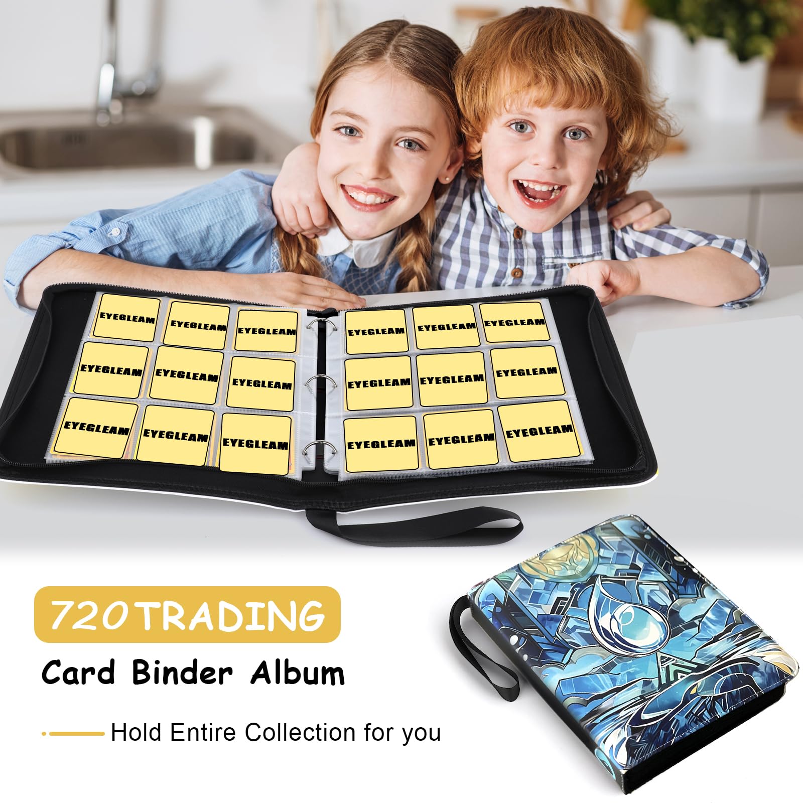 Raccoglitore di carte per MTG/TCG, raccoglitore di carte collezionabili a 9 tasche per YGO/PTCG, contiene 720 carte, album di carte da collezione per carte da gioco standard, giocattoli
