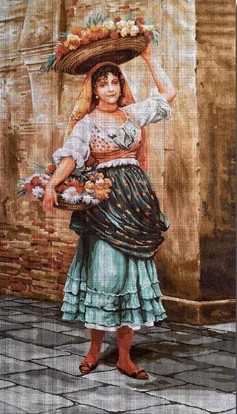 Broderie de tapisserie femme avec des fleurs pour réussir son canevas sans erreur