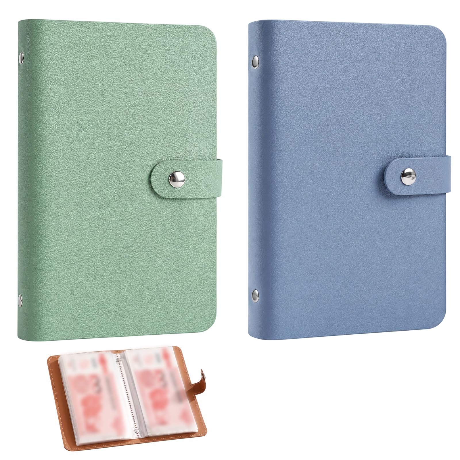 2 PCS 2026 New 100 Envelopes Saving Challenge, Money Wallets, Money Wallets for Saving Cash, 50 Pages, Both Sides can be Used, and a Total of 100 can be Placed, for Offices and Couples,Green and Blue