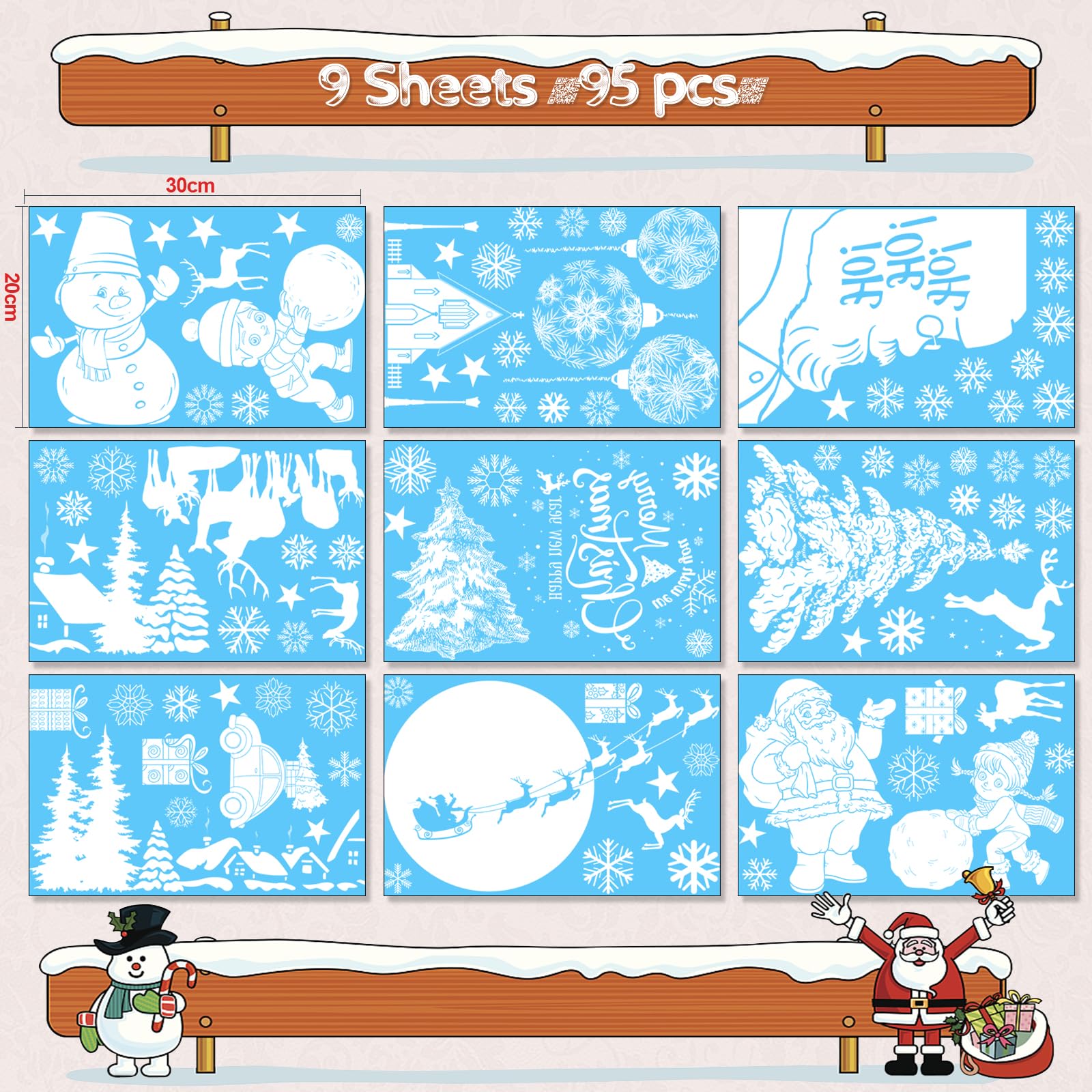 Autocollants De Noël Pour Vitres, 209 Autocollants De Voiture Cerfs Et Flocons De Neige Pour Decoration De Fenetre 97367184