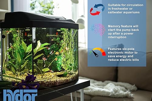 Miniatura 4 de Hydor Seltz D DC - Bomba universal controlable de 500 GPH, 750 GPH y 1000 GPH para acuarios, arrecifes, estanques, tortugas, terrarios y fuentes,