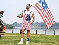 Vista 6 de OeyFnbmO Festival Bib Overalls for Men Shorts Jumpsuit Adjustable Straps Coveralls with Zipper