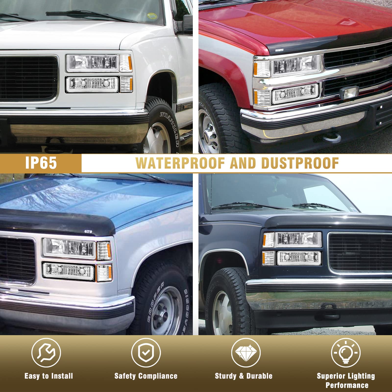 AS - Conjunto De Faros LED Para Chevy GMC C/K C10 Sierra Silverado De 1988-1998