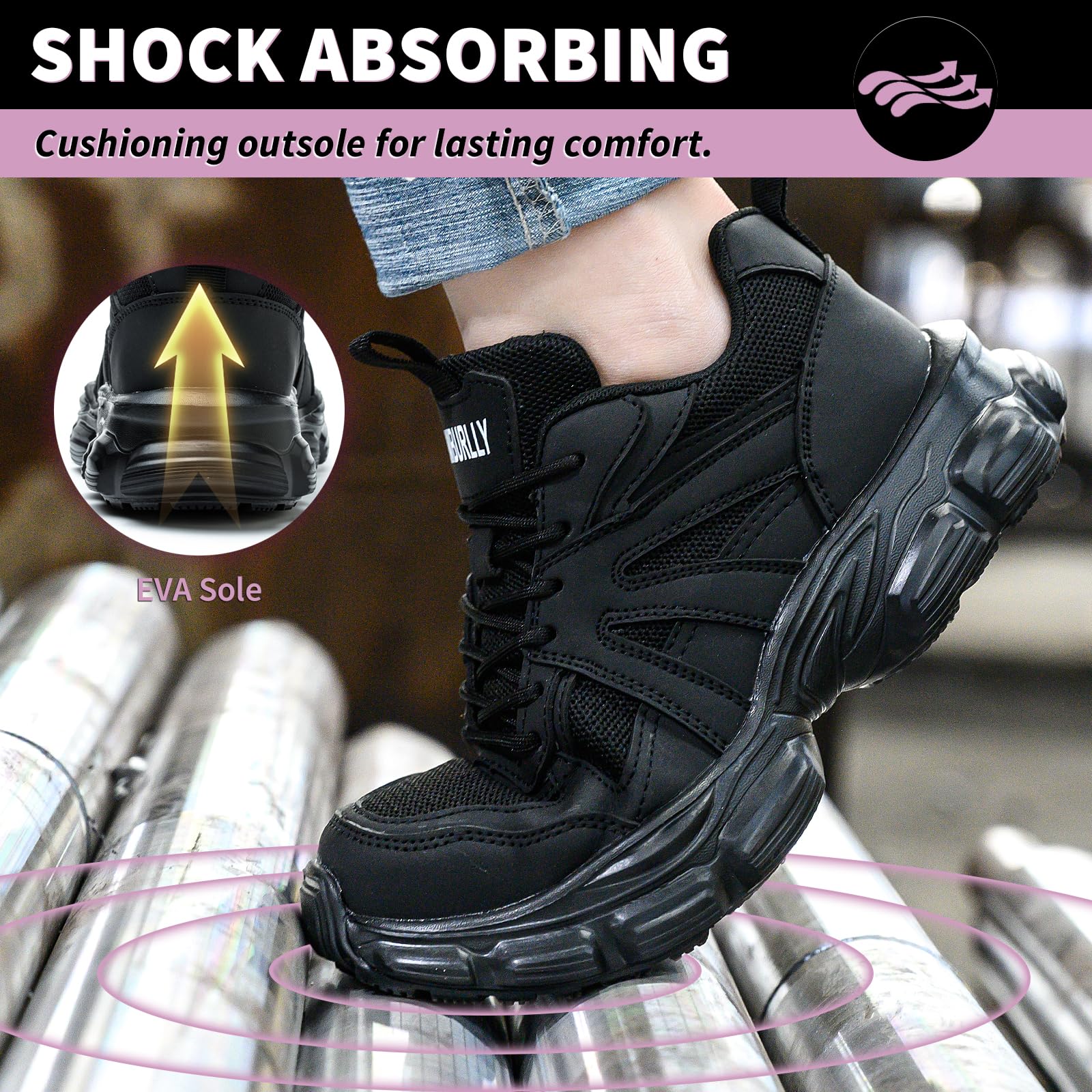 Scarpe Antinfortunistiche Donna Leggere Traspiranti Scarpe da Lavoro con Punta in Acciaio Antiscivolo Comode Scarpe Sicurezza