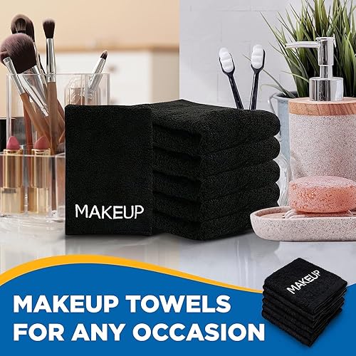 Miniatura 5 de KAUFMAN - Paños de maquillaje 100% algodón negro para cara, paquete de 144, suaves 13 x 13 pulgadas, reutilizables, lavables