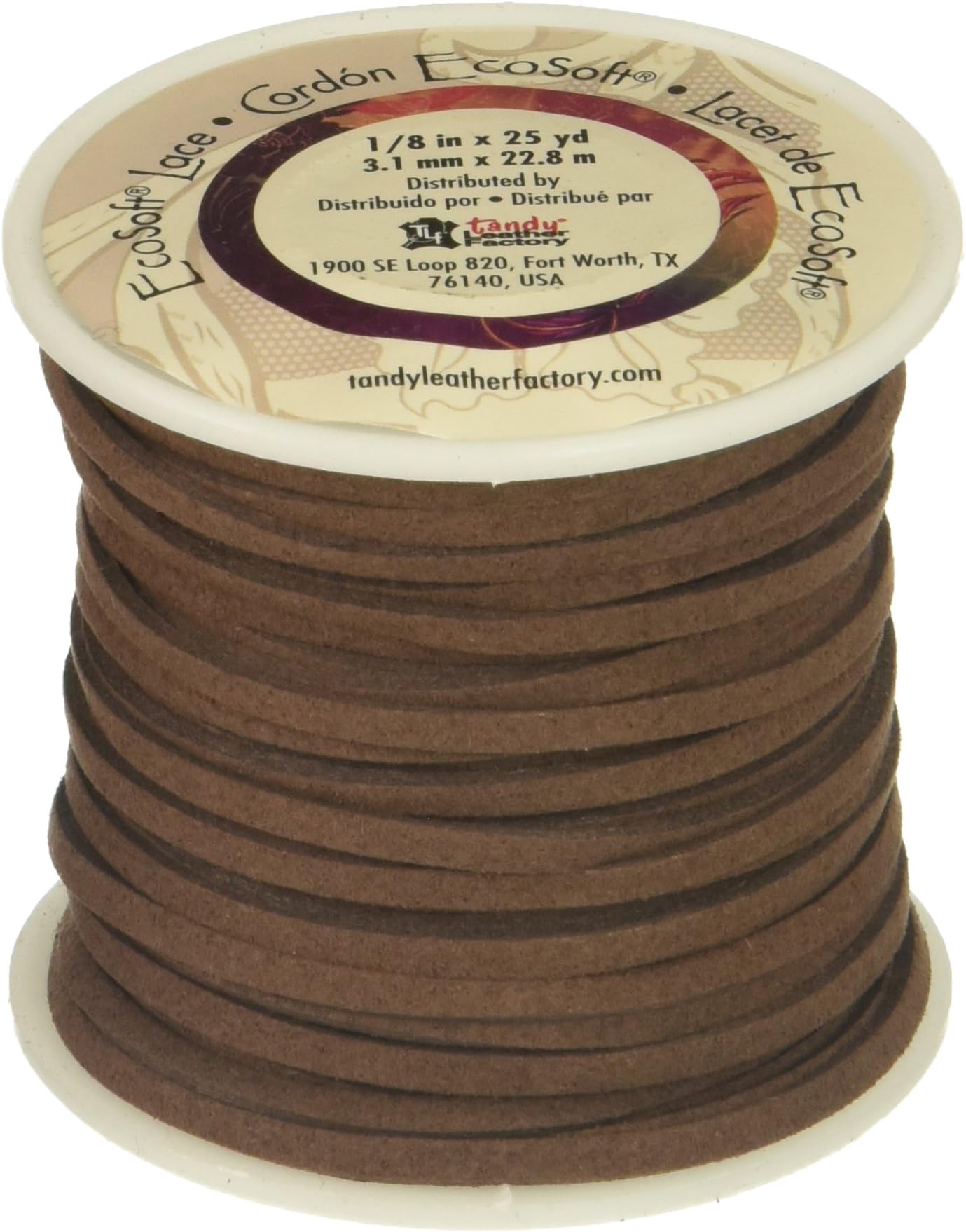 Leather Factory EcoSoft Lace Spool Dark Brown, 1/8" x 25yd
