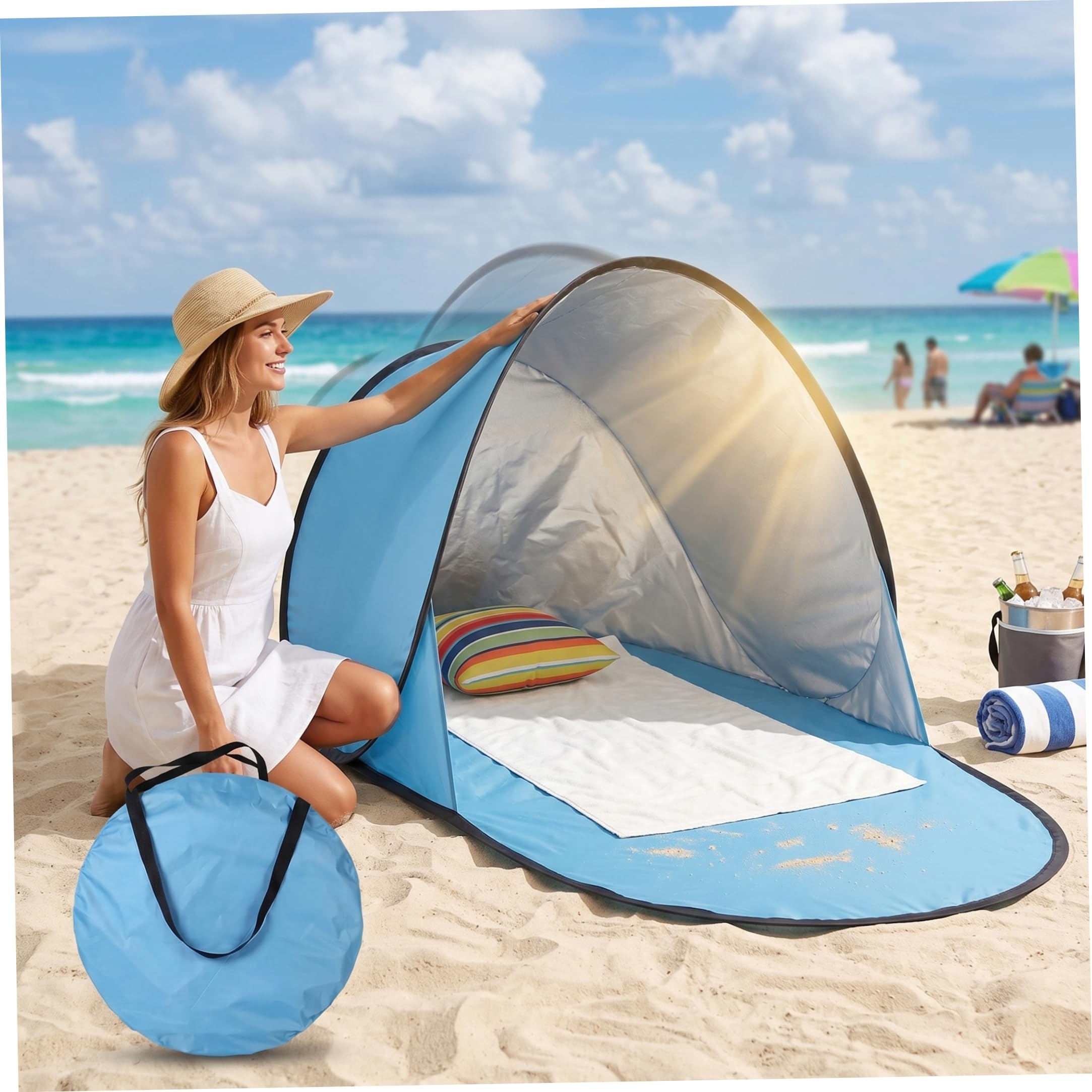 Tienda de campaña para la Playa para bebés Parasol desplegable rápido Azul