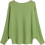 FULIER Women Girl's Boat Neck Batwing Sleeves Dolman Knitted Sweaters and Pullovers Tops One Size