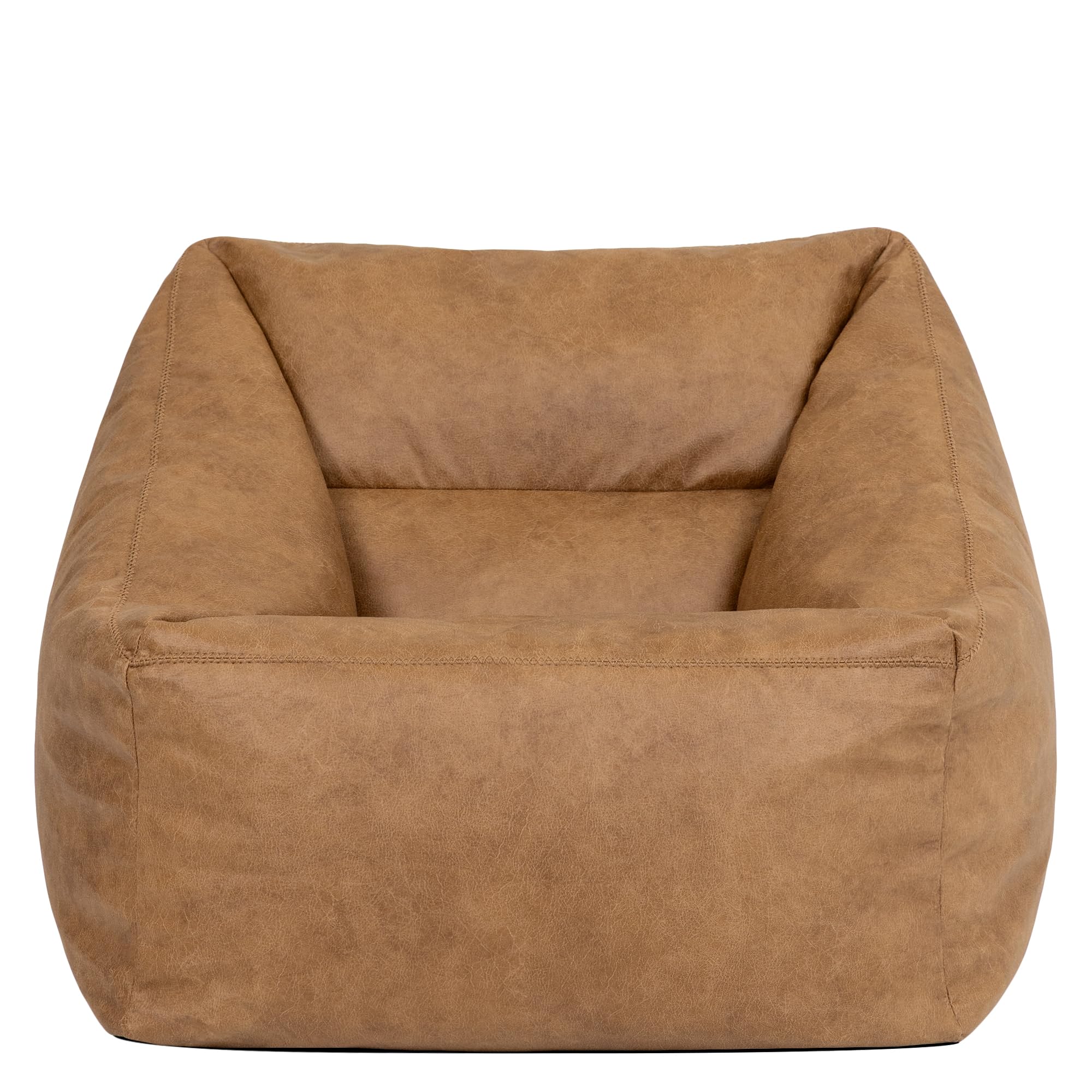 icon Natalia Faux Leather Bean Bag Chair with Filling Included, Tan