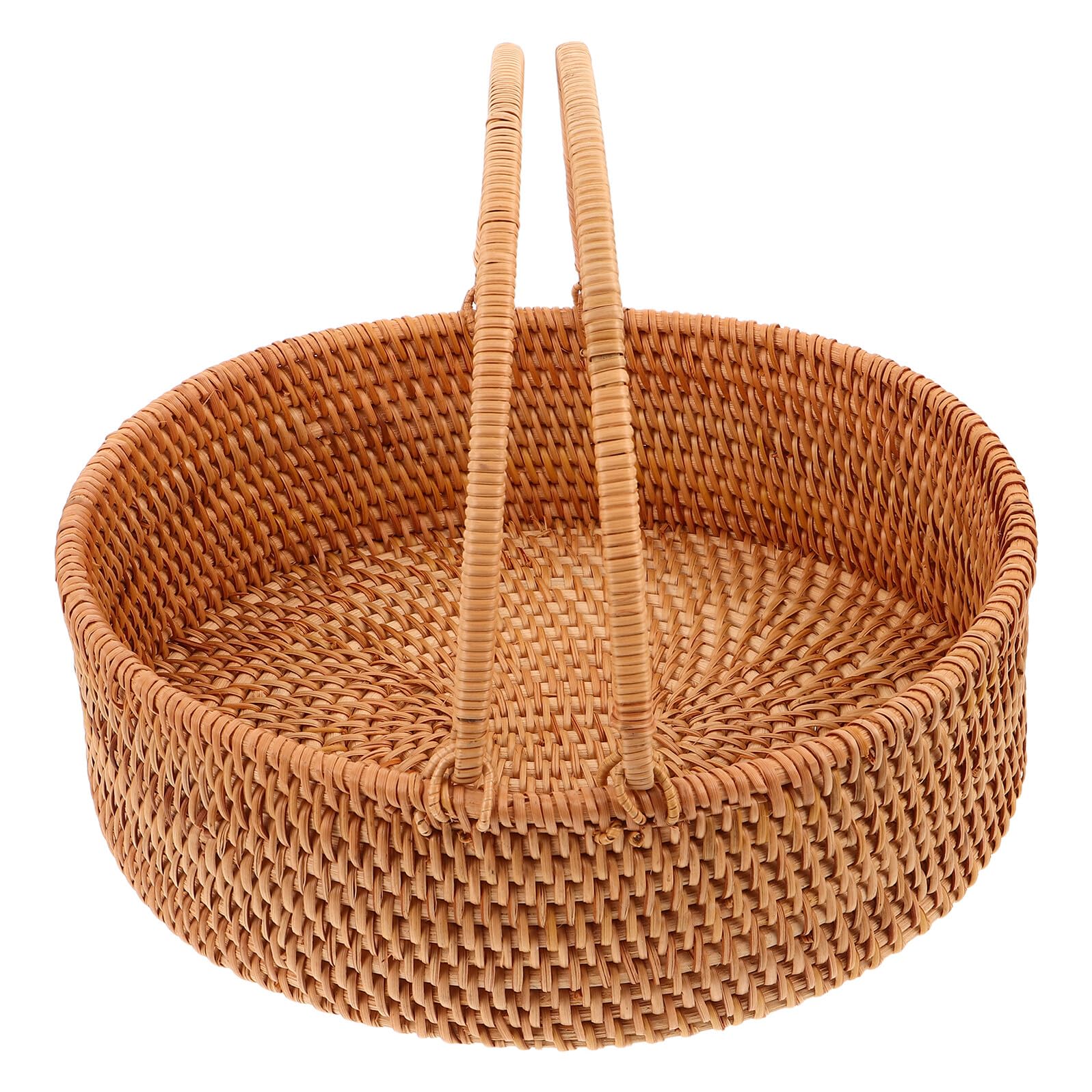 jojofuny Cesta de Ratán Grande Tejida a Mano con Asa Resistente Cesta Multiusos para Picnic y Almacenamiento de Frutas para Organización del Hogar y Transporte Fácil