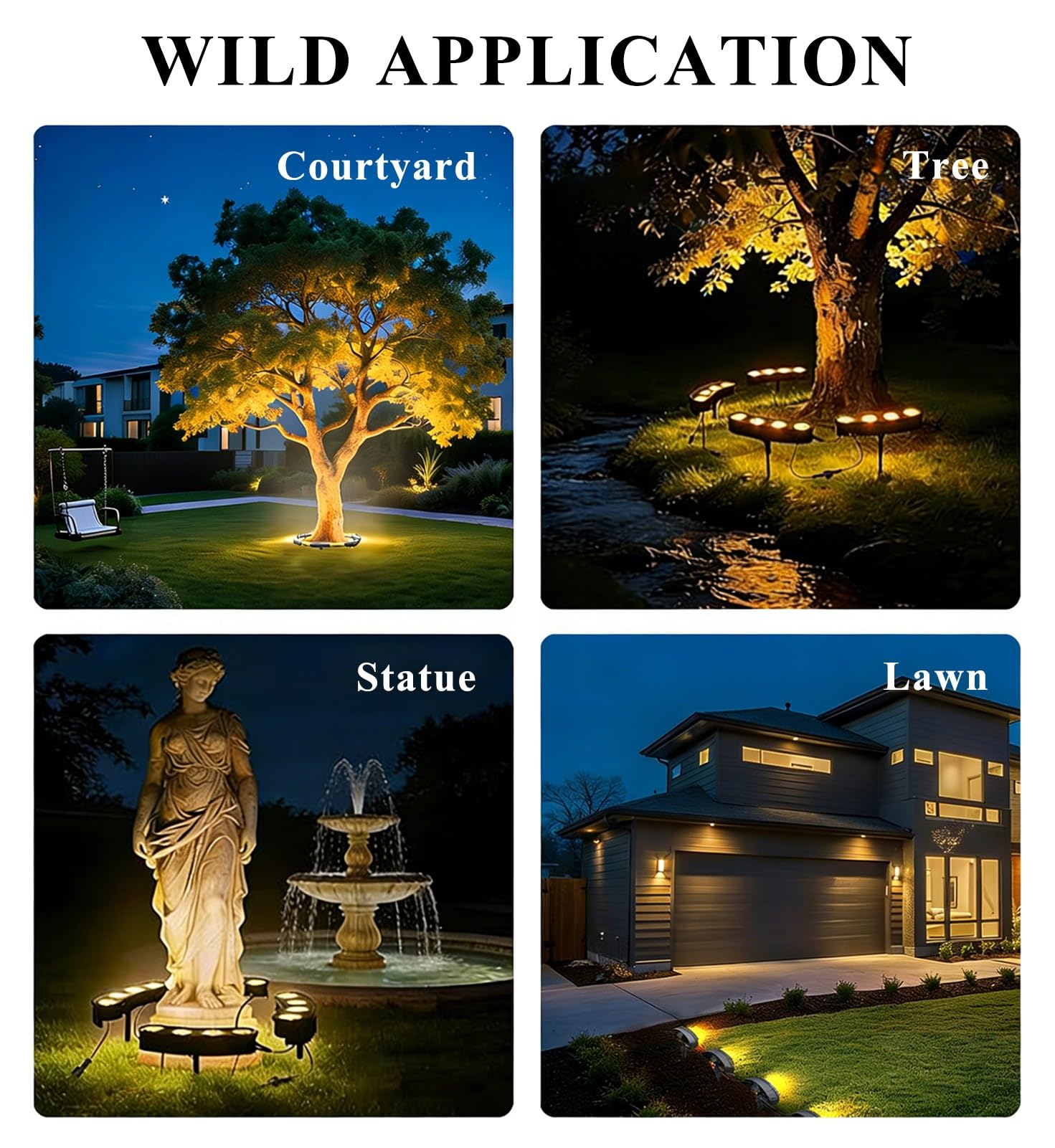 Lampe paysagère LED, Guirlande Lumineuse Solaire LED annulaire avec télécommande - 9 têtes 108 W pour Jardin, Cour, pelouse et Plantes (lumière Blanche) - Idéale pour la décoration Festive e