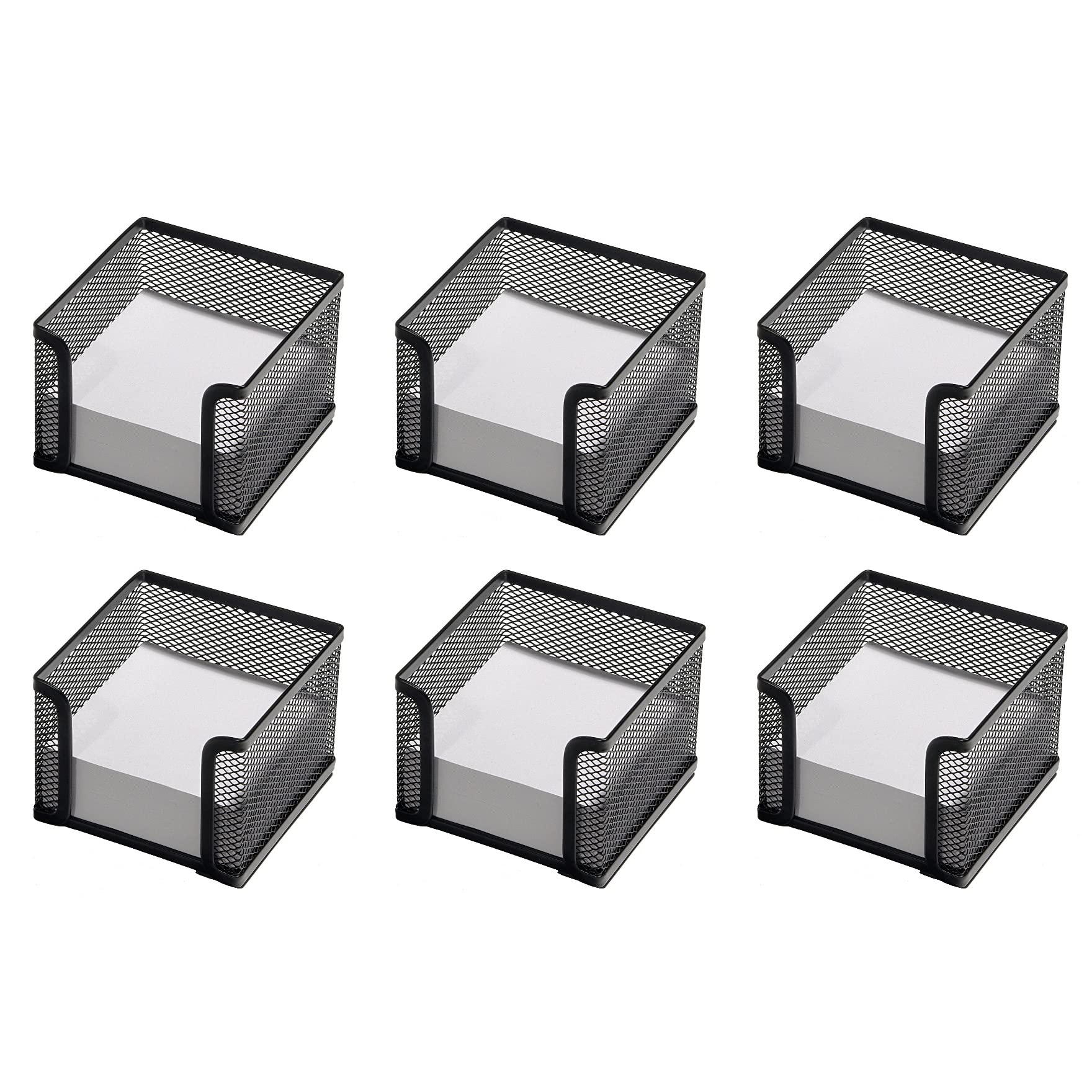 OSCO Black Wiremesh Memo Pad Holder with 400 Sheets | 6 Pack | Metal Desk Idea Pad | Message Taking | Note Dispenser | H7.7 x W10.5 x D11 cm — image 1