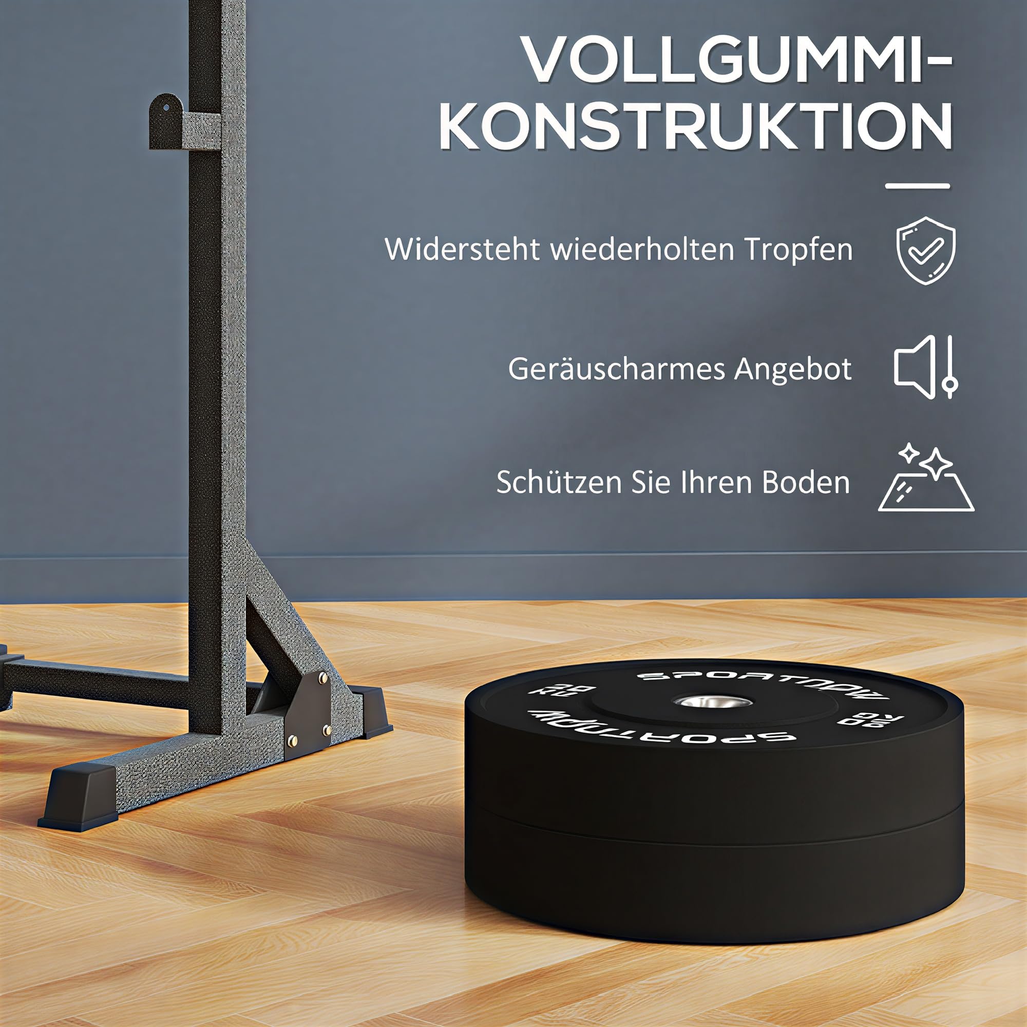 SPORTNOW 2er Set Hantelgewichte für 5 cm Hantelstange Schwarz | Gewichtsscheiben, Hantelscheiben-Set, Mit Ø 50 mm Bohrung, Für Olympiastange