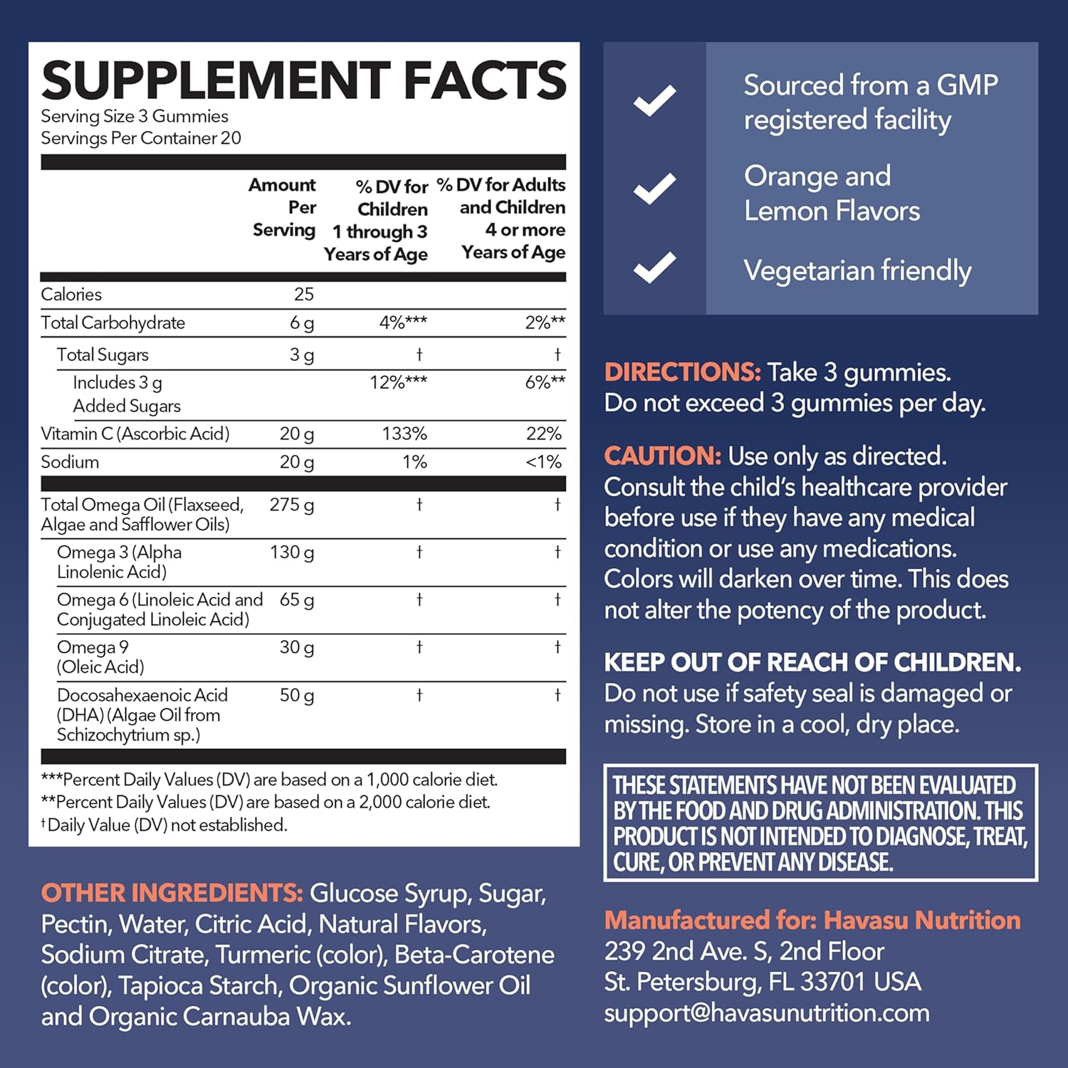 Omega 3 6 9 + DHA Gummies for Kids - Vegetarian, Plant-Based Fish Oil with DHA and EPA for Children 2+ to Support Body and Brain Development - No Fishy Taste - Lemon and Orange Flavors - 60 Count - Image 2
