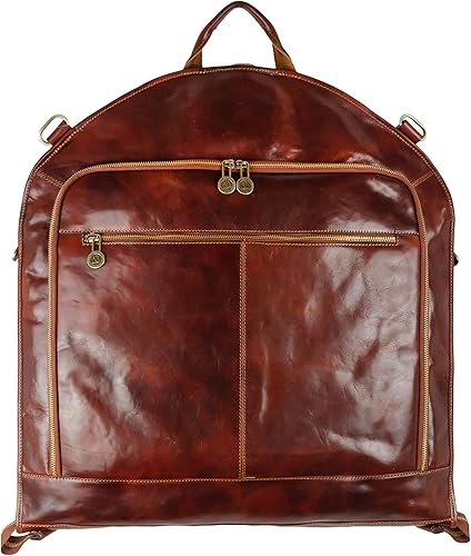 Time Resistance Bolsa de ropa de cuero Traje Duffel Slim Maleta de mano Vestido Bolsa de protección Marrón