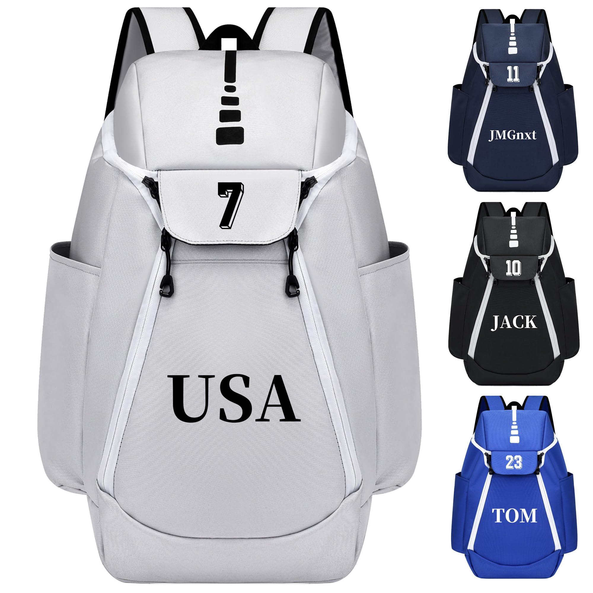 JMGnxt Personalized Basketball Backpack for Men/Women - Custom Name & Logo, Adjustable Straps for Sports, Gym
