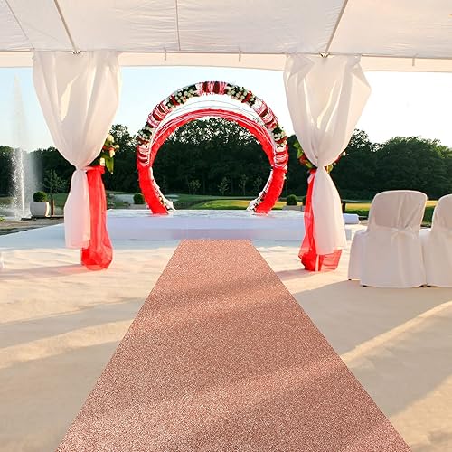Miniatura 7 de Tatuo Alfombra de pasillo de 55 GSM de grosor con cinta para alfombra para boda, graduación, fiesta, exterior, interior, pasillo (oro rosa