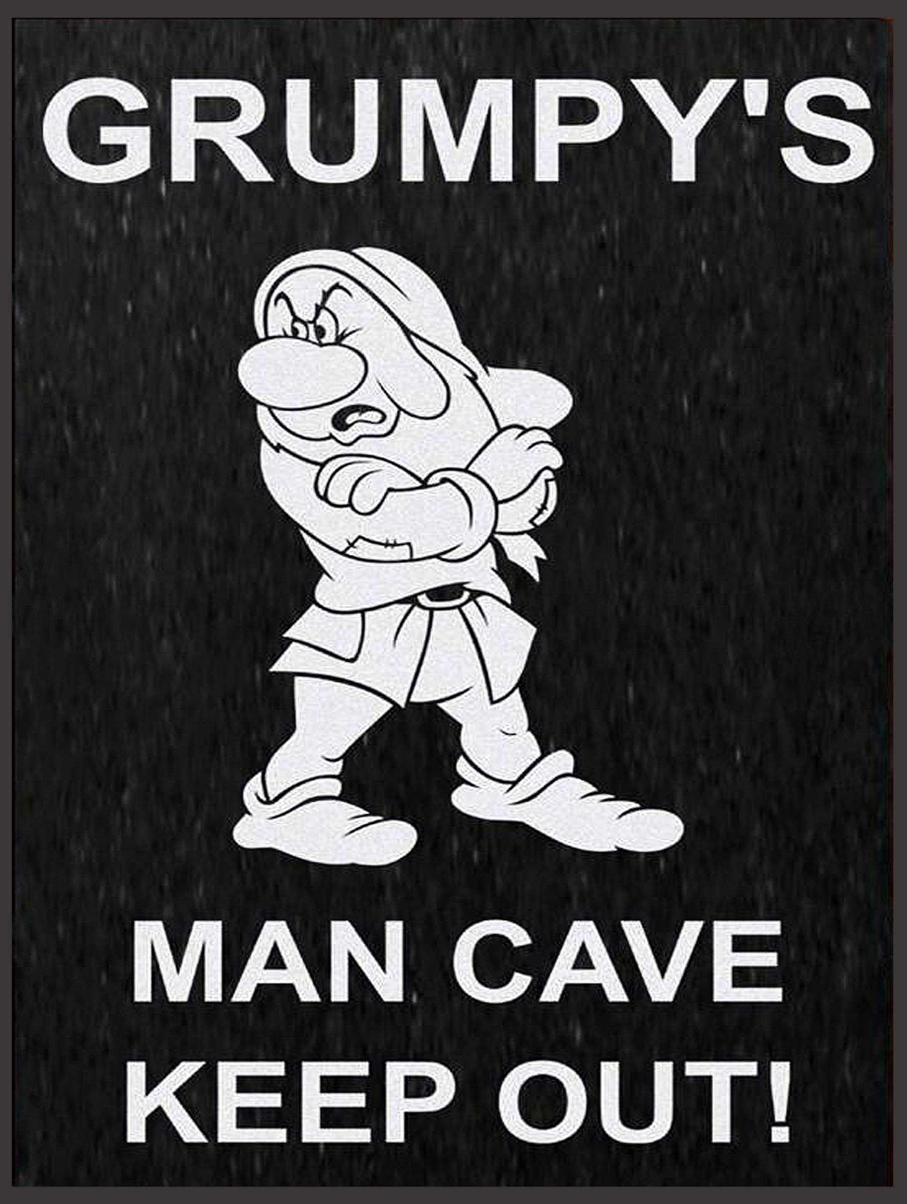 shawprint Grumpy's MAN CAVE RULES RETRO METAL TIN WALL PLAQUE SIGN NOVELTY GIFT Home bar shed man cave 315 (10” x 8” (267mm x 200mm))