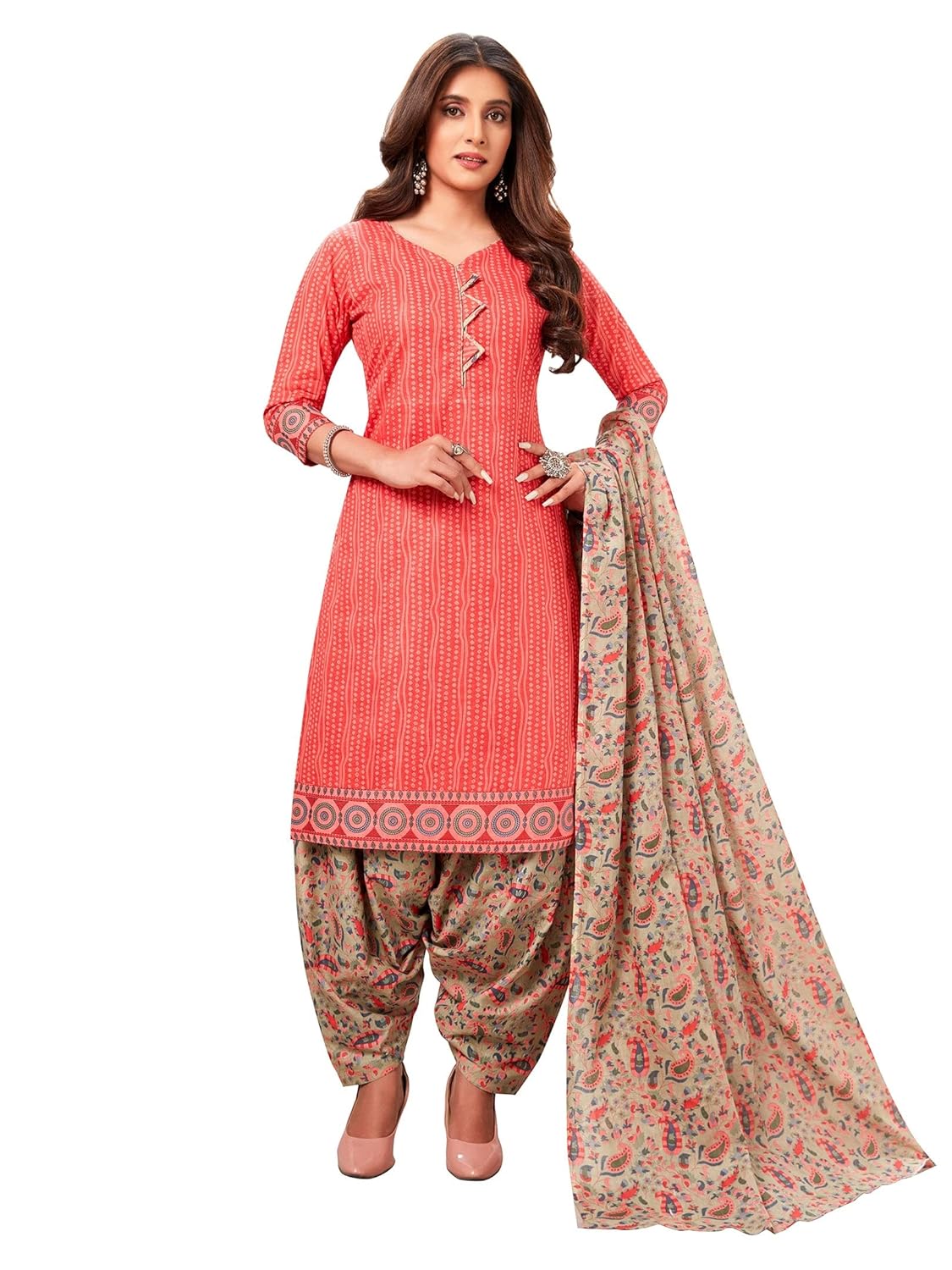 Jevi Prints Women’s Cotton Printed Stitched Patiyala Salwar Suit Set with Dupatta Jevi Prints Women’s Cotton Printed Stitched Patiyala Salwar Suit Set with Dupatta