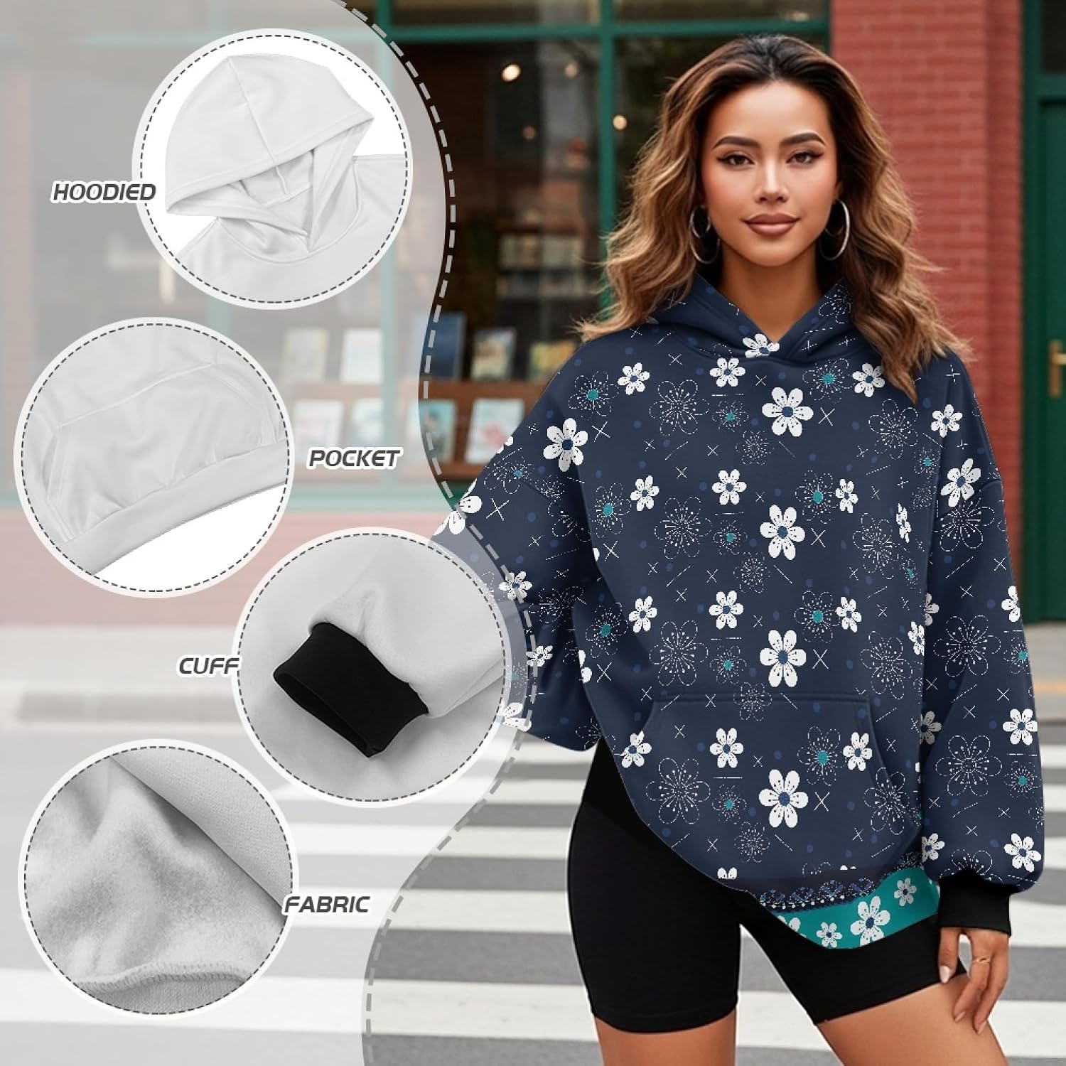 Womens Oversized Hoodies Fleece Athletic Sweatshirt Fashion Pullover Hooded Sweatshirt Hiking Winter Pullover Tops