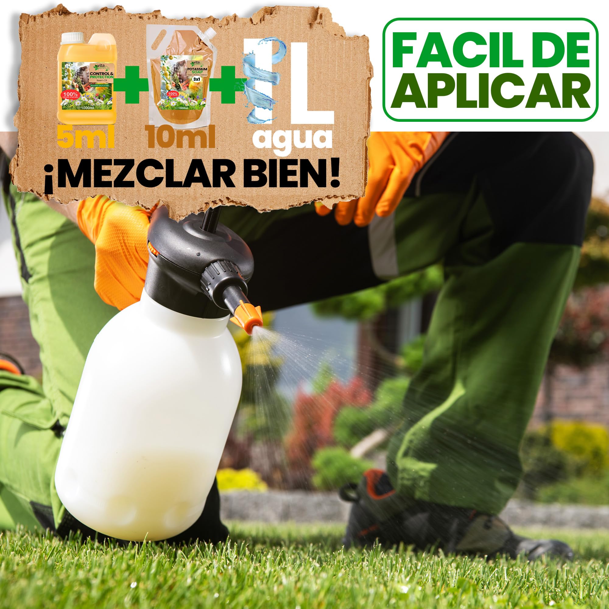 Aceite de Neem Solucion Natural para Plantas de Interior y Exterior, Jardin, Arboles Frutales, Huerto. Triple Accion: Enraizante, Repelente e Insecticida (5000 ml)