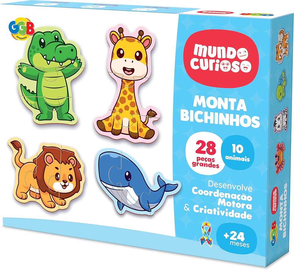 GGB Plast Brinquedo Educativo Monta Bichinhos 28 Peças