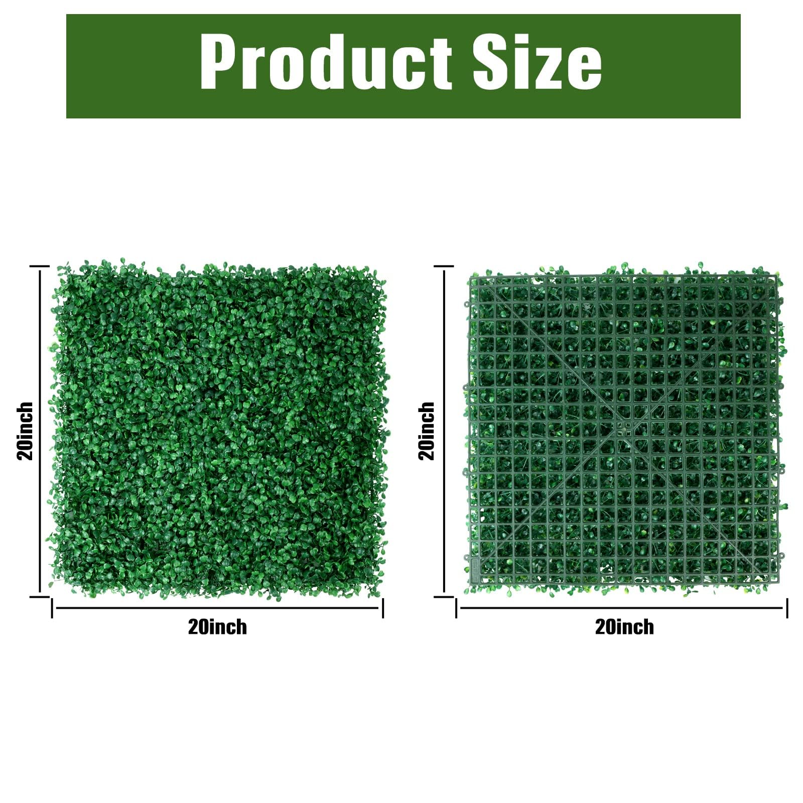 Grass Wall Panels 24 Pieces 20"x 20"Artificial Boxwood Panels Hedge Plant, Grass Backdrop Wall Panels, Fence Covering Privacy for Outdoor, Indoor, Garden, Decoration£¬Backyard and Fence
