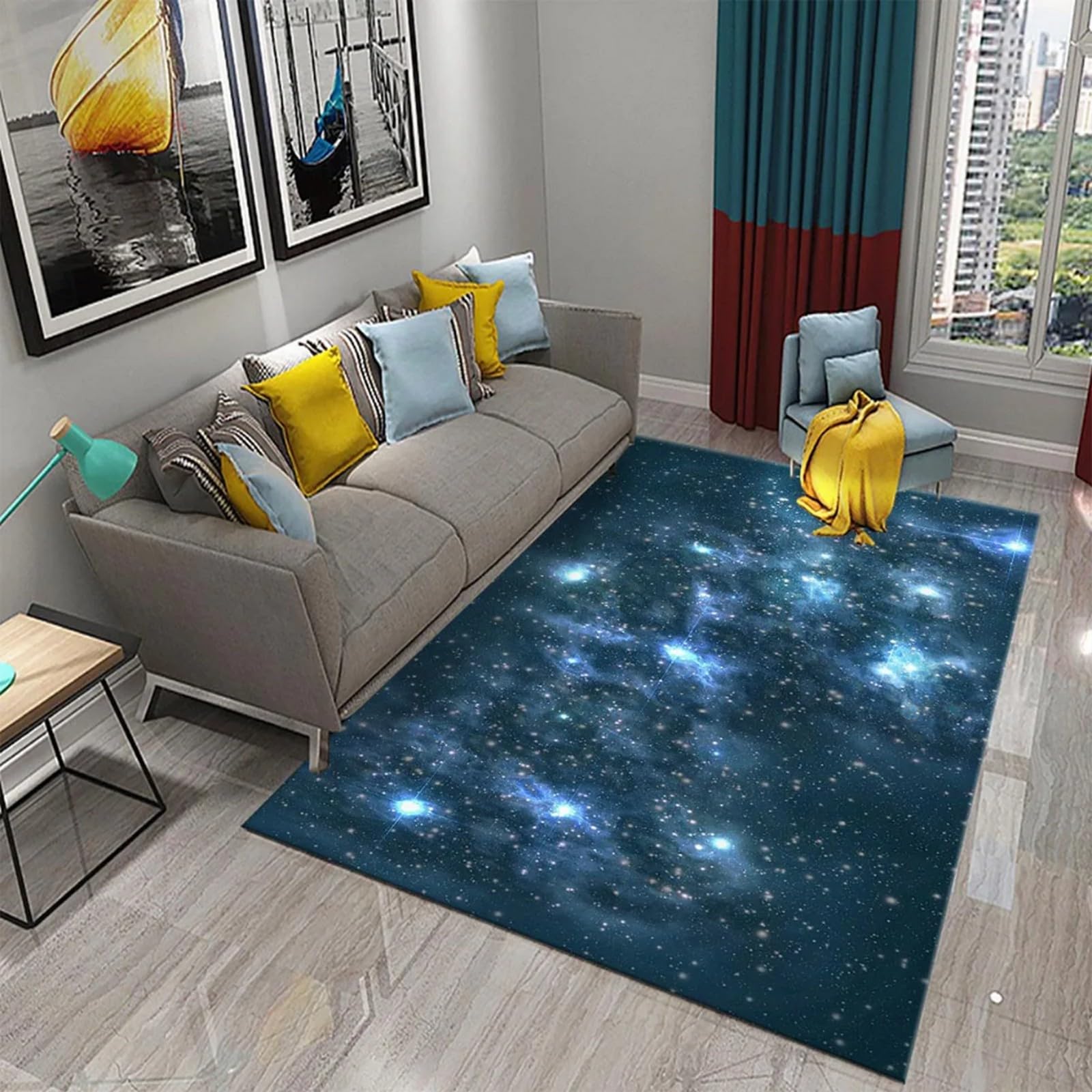 Tapis Voie Lactée 3D en flanelle douce pour décoration de salon et chambre d'enfant