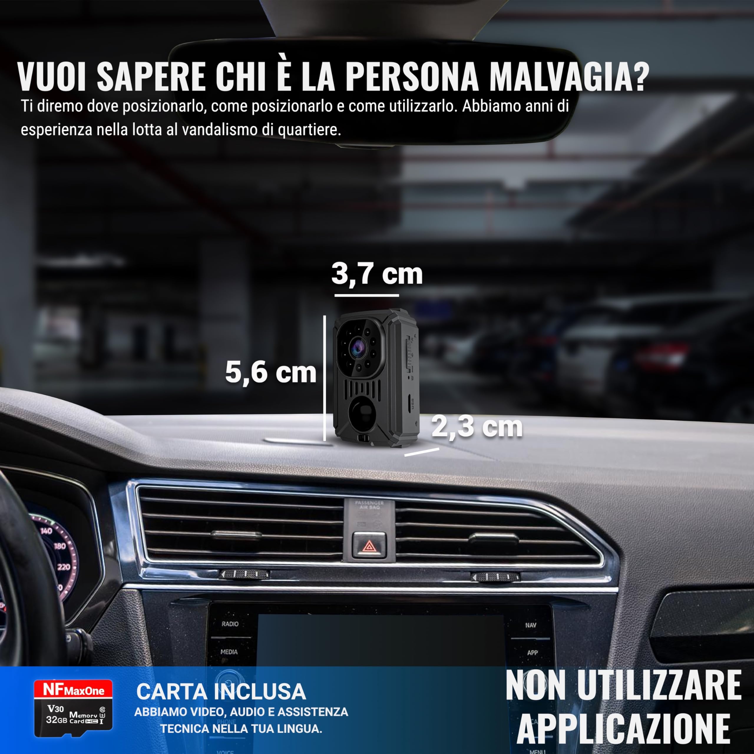 Mini Telecamera Spia Nascosta, Telecamera Senza Wifi Per Auto, Microcamera Spia Per Parcheggi E Luoghi Senza Internet, Include Microsd 32GB, 11 Ore Di Batteria, Spy Cam, Videocamera Interno Esterno
