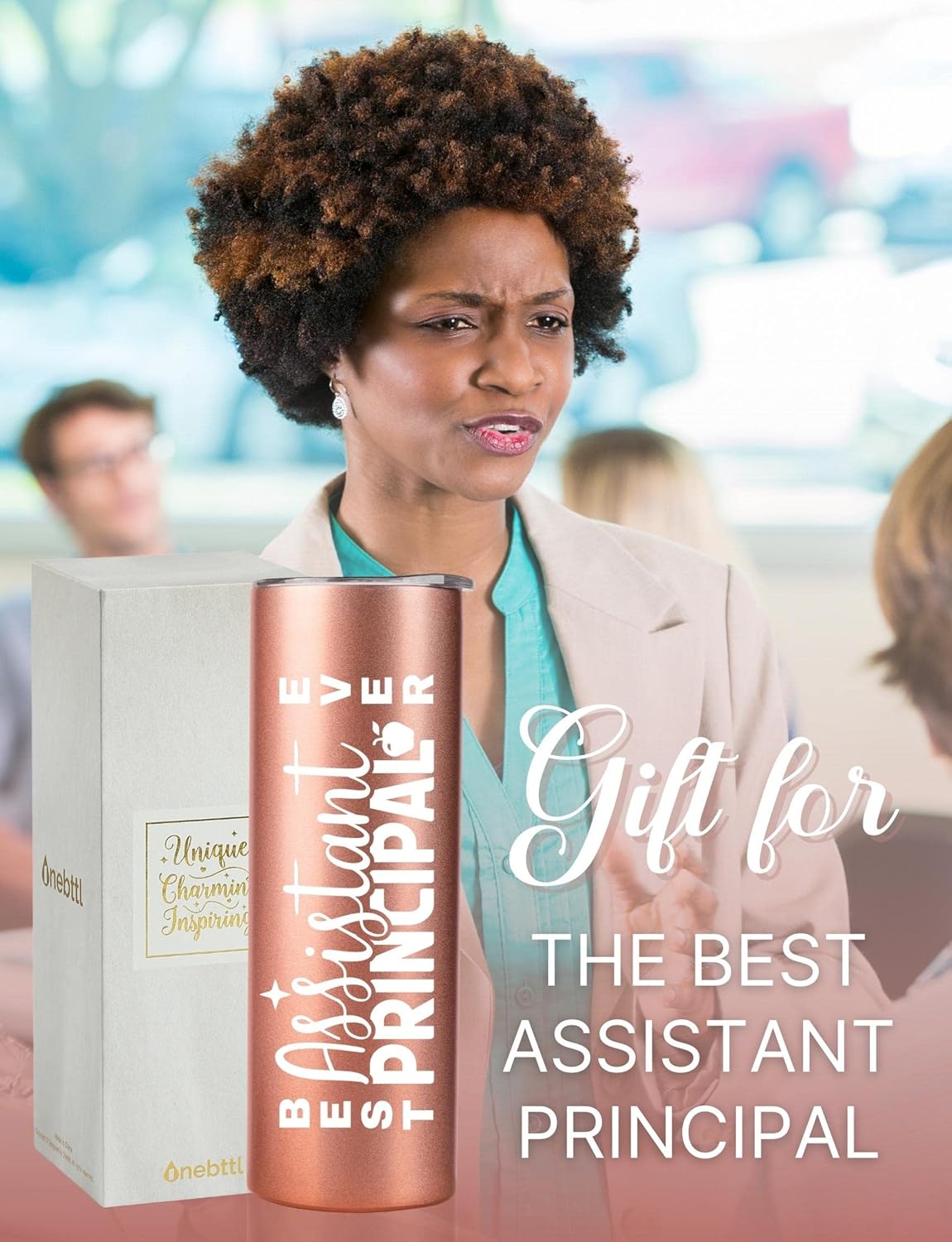 Onebttl Assistant Principal Gifts Tumbler for Women, 20oz Insulated Stainless Steel Skinny Cup for Assistant Principal Appreciation, Christmas, Best Assistant Principal Ever - Rosegold - Image 7