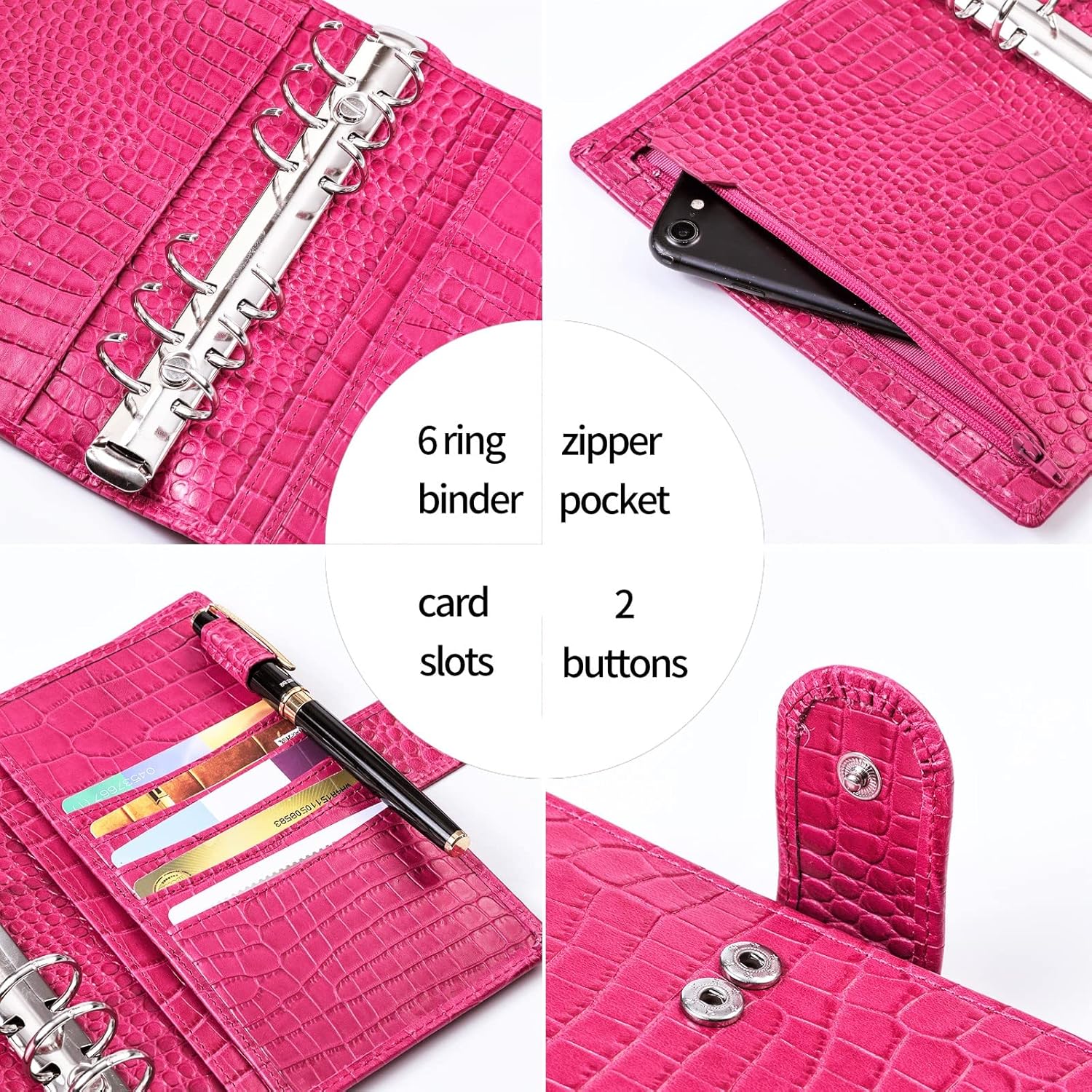 Smartfee Leather Personal Organizer Planner, 6Ring Notebook Binder