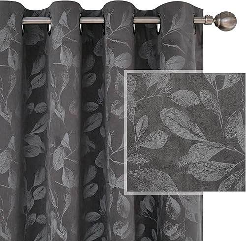 MYSKY HOME Cortinas de terciopelo para sala de estar de 96 pulgadas de largo, color gris, para oscurecer la habitación, con aislamiento térmico,