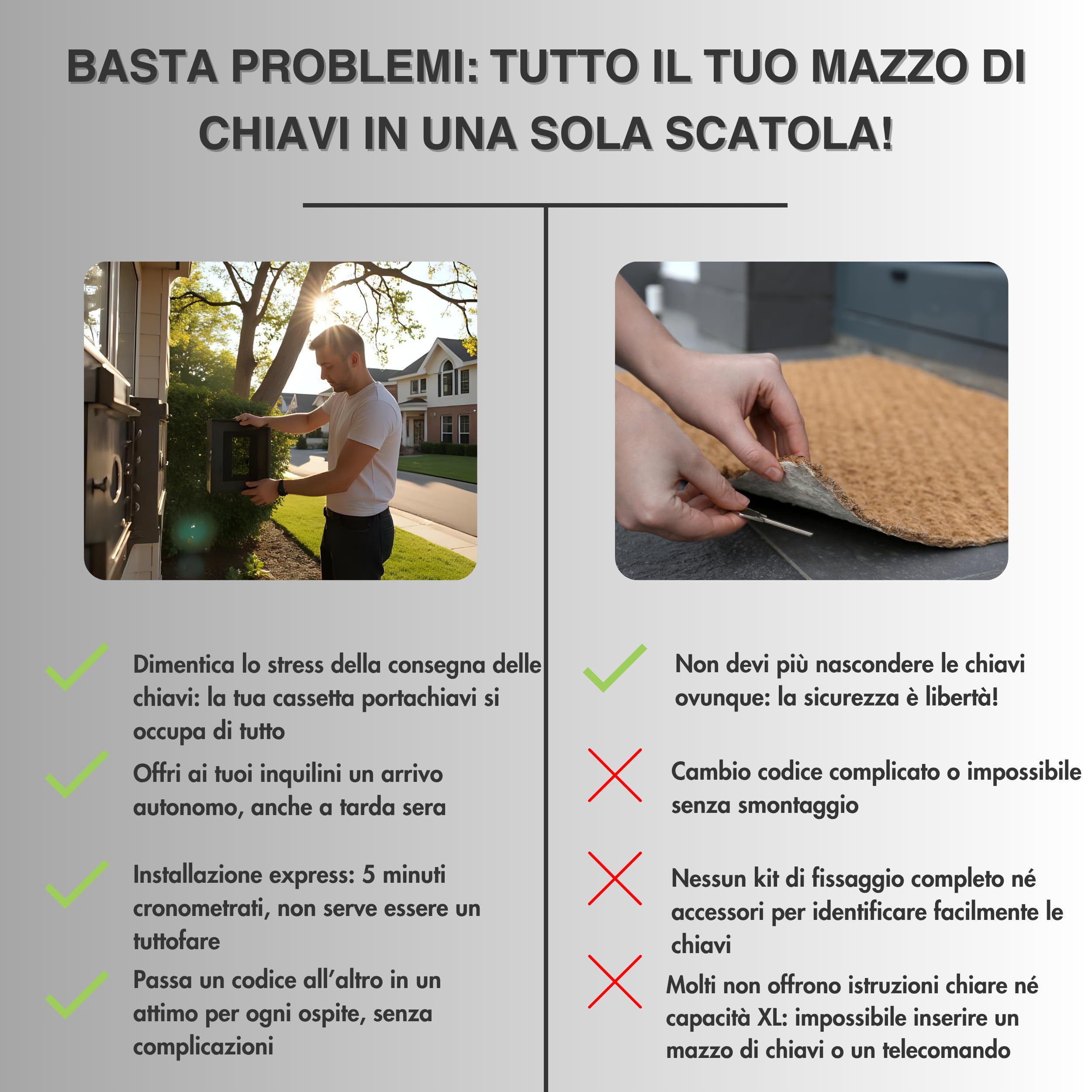 Cassetta portachiavi di sicurezza da parete con codice, per interni ed esterni, con serratura di sicurezza a 4 cifre, per casa, garage, Airbnb, grande capacità di stoccaggio XL
