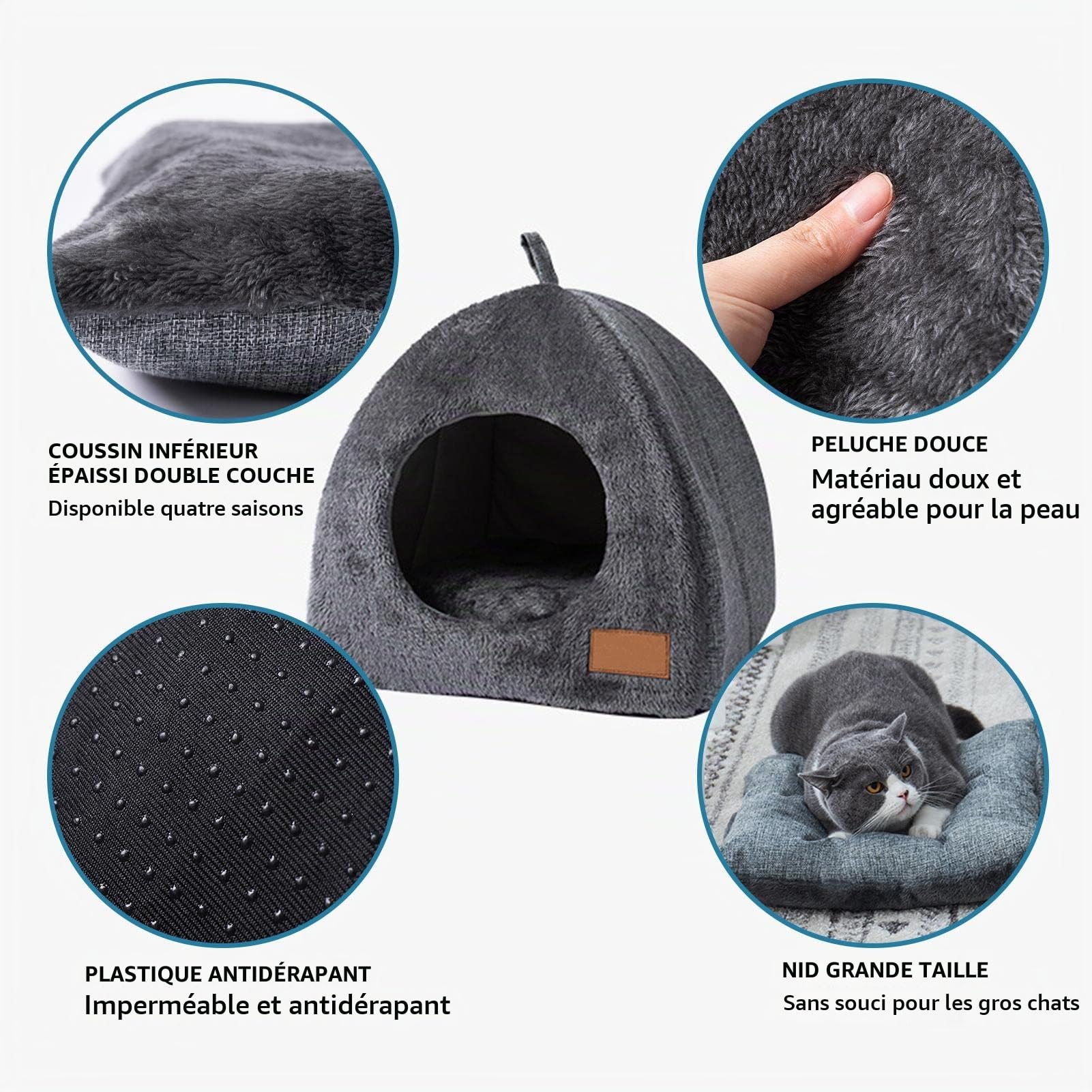 Luckxing Abri d'hiver Chaud pour Chats d'Extérieur - Tente Étanche et Maison Pliante Portable avec Coussin Amovible pour Lapins, Chiens et Autres Petits Animaux