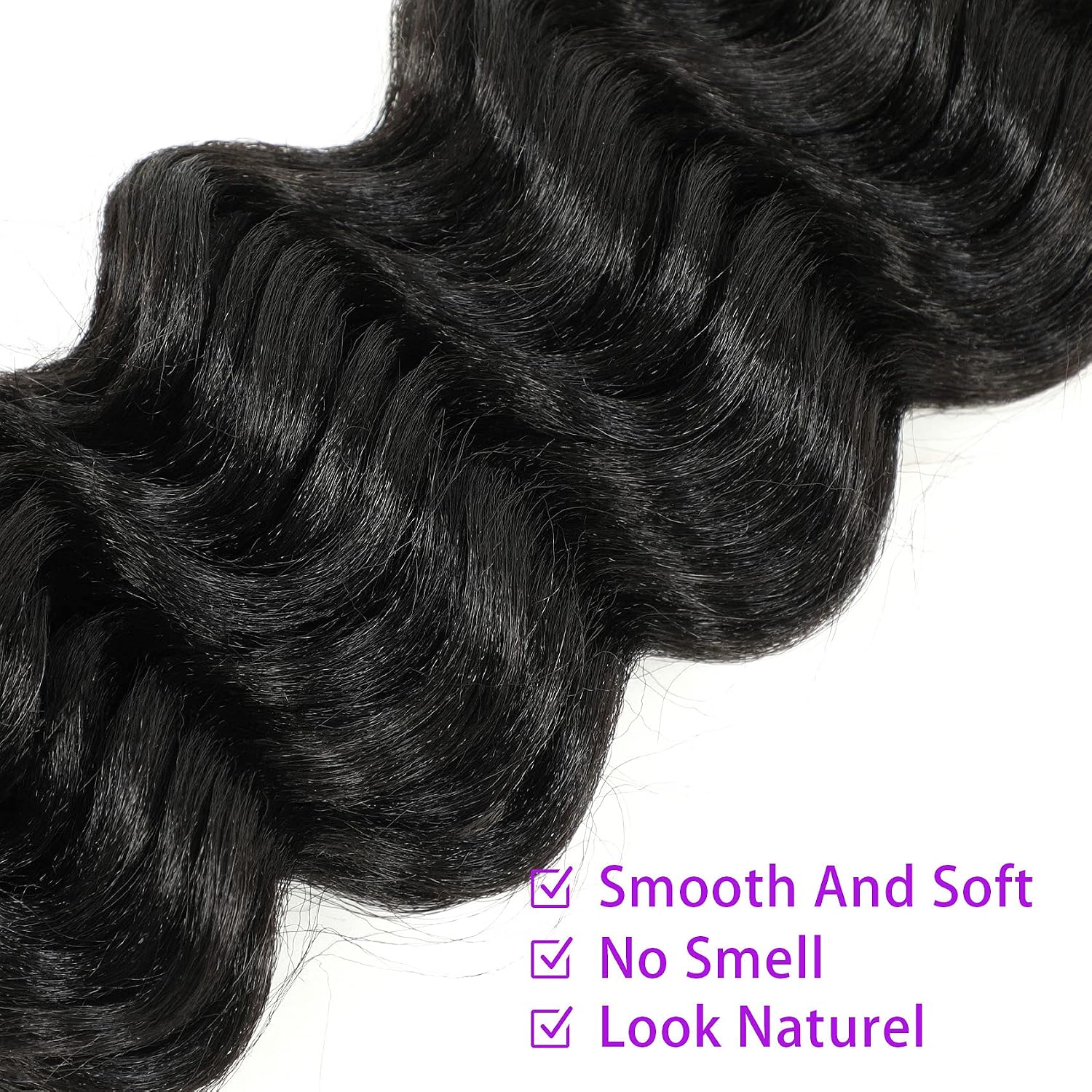 Ocean Wave Crochet Hair 20inch Deep Wave Crochet Hair Synthetic Crochet Braiding Hair for Black Women Extensions 6 Packs (20 Inch (Pack of 6), 1B)