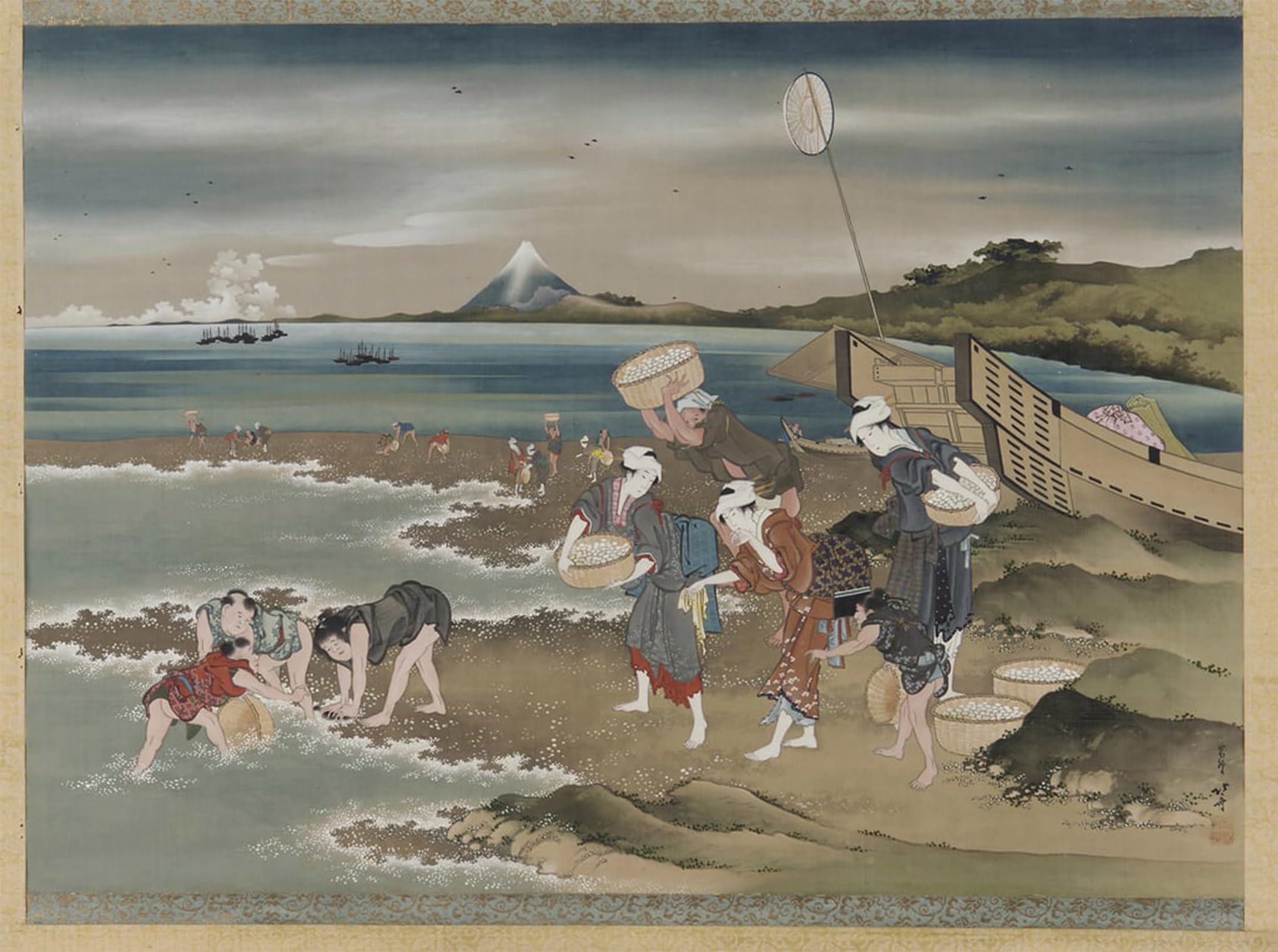 SERENDIPITP Aesthetic Poster Photo Wall Print Retro Picture Landscape Clam-gatherers on the Shore by Katsushika Hokusai Modern Wall Artwork for Home Decor 60x90cm