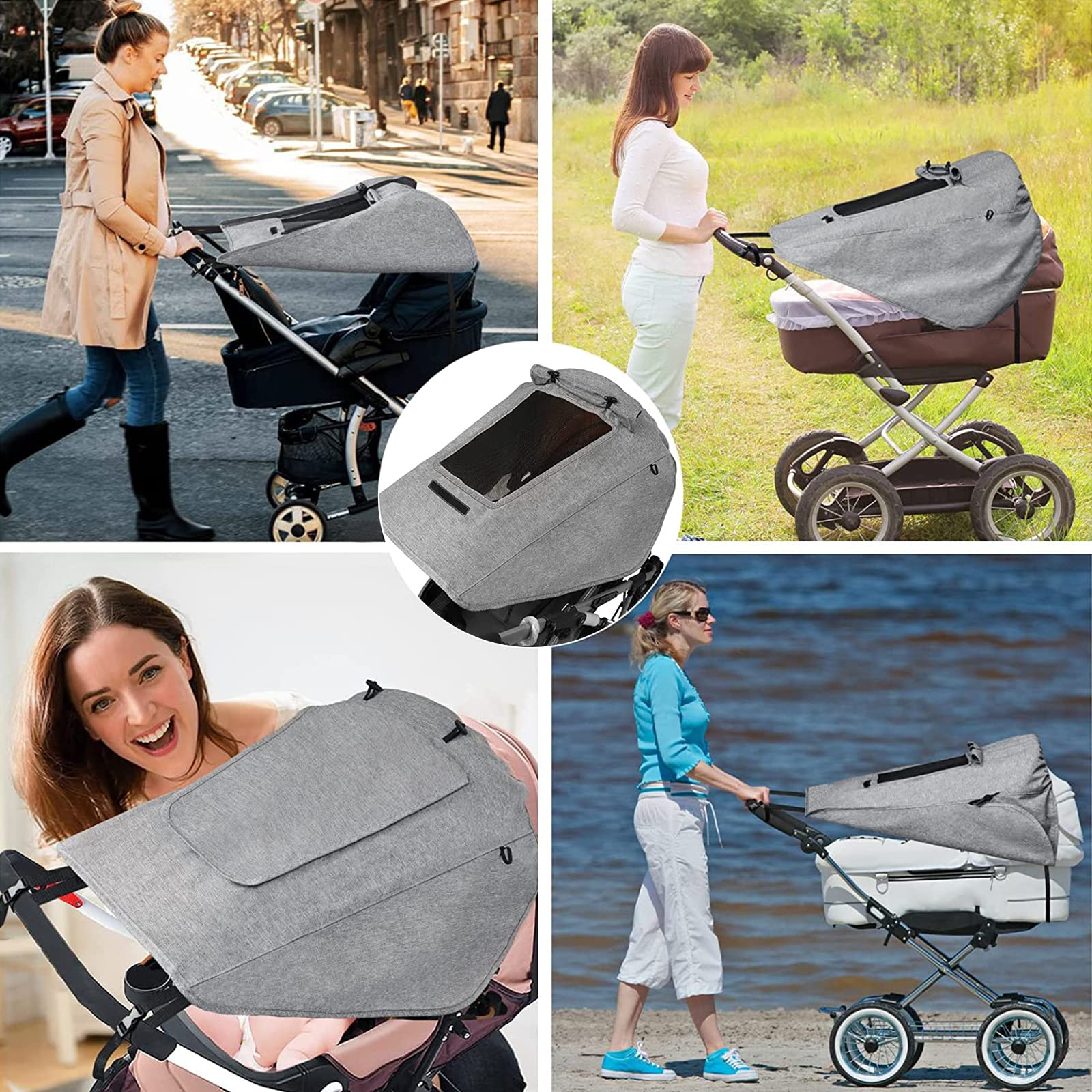 Pare Soleil Poussette Universelle Anti-UV Imperméable