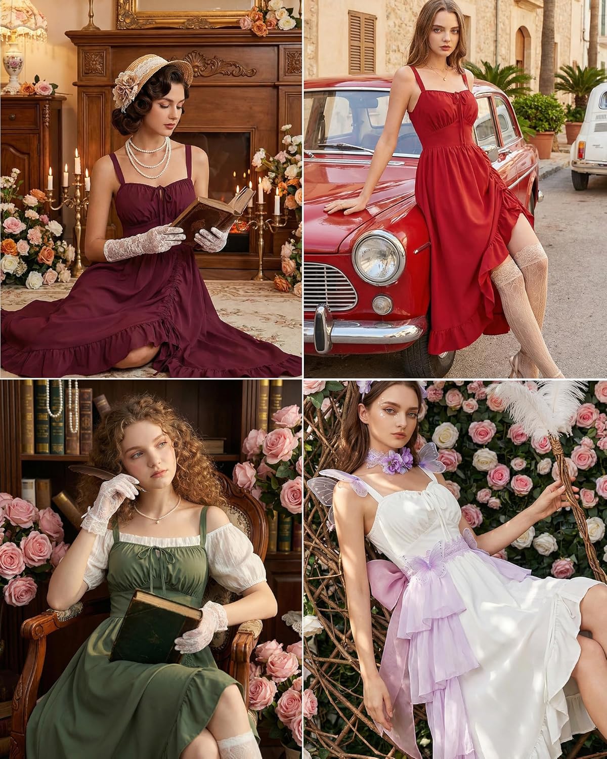 Scarlet Darkness Renaissance Dress Women Summer Corset Dress Flowy Sleeveless Milkmaid Vacation Sundress with Pockets
