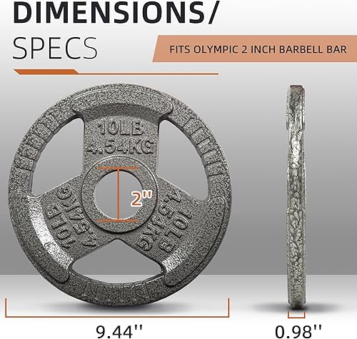 Miniatura 2 de Fitvids Olympic Cast Iron 2-Inch Weight Plate for Strength Training & Weightlifting, Home Gym, Multiple Weights Available