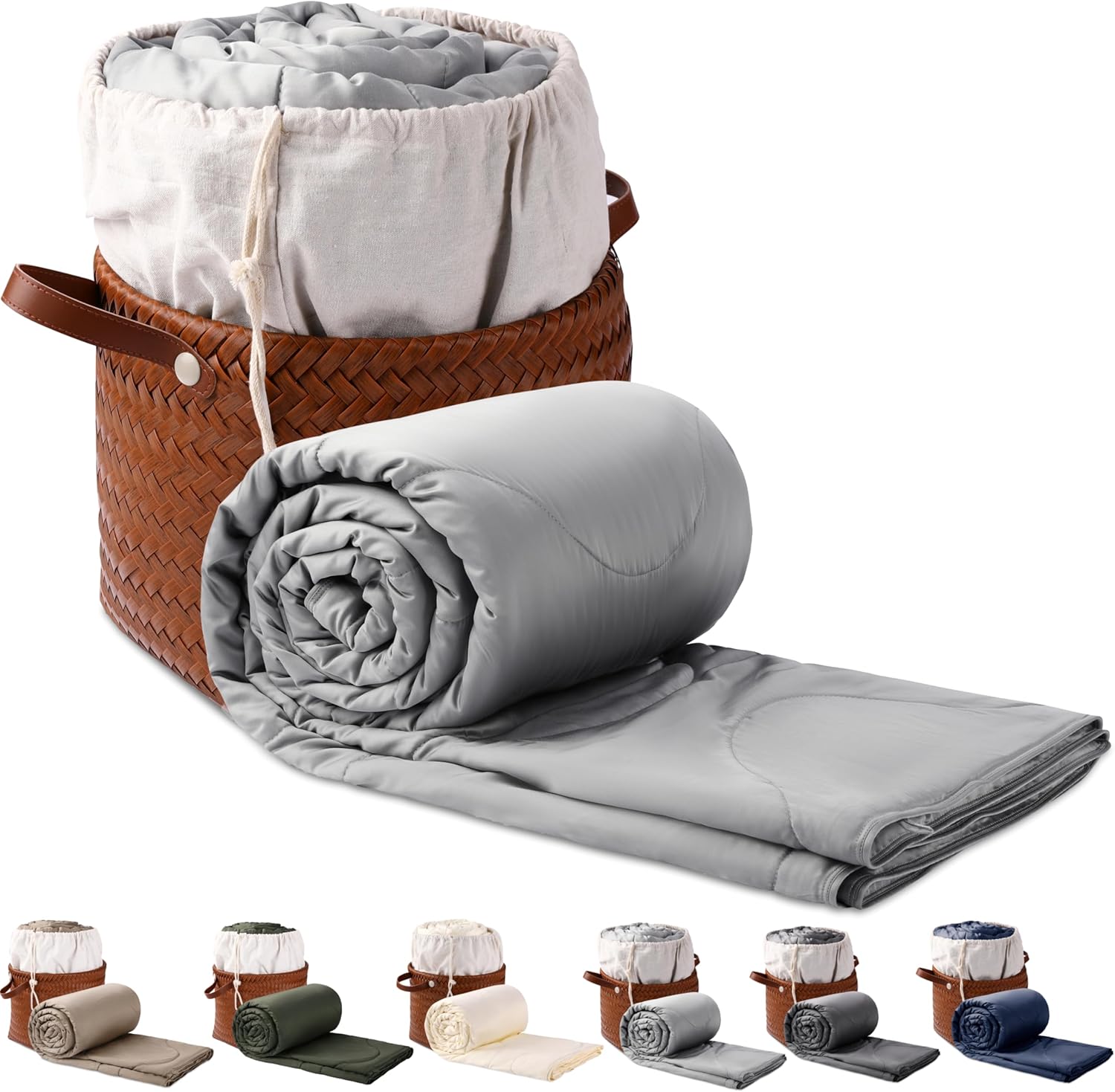 Silk Comforter King Size | 100% Mulberry Silk Fill with Organic Bamboo Viscose Shell | Summer Cooling Blanket for Hot Sleepers, Lightweight Breathable All-Season Bedding (Ice Grey, 104"x90")