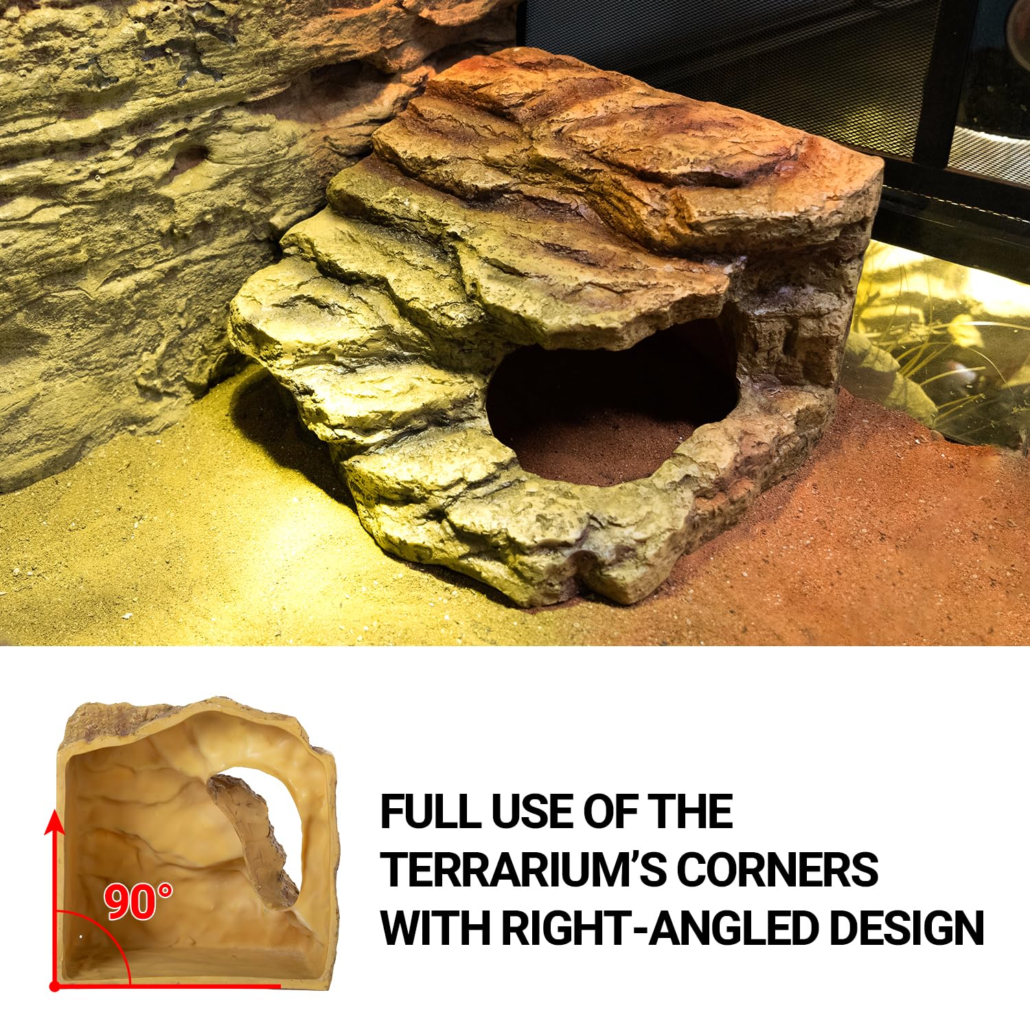 Reptile Hideout - Rampa de escalada para cuevas, plataforma para dragones barbudos, geco, tortuga, lagarto, serpiente, rana