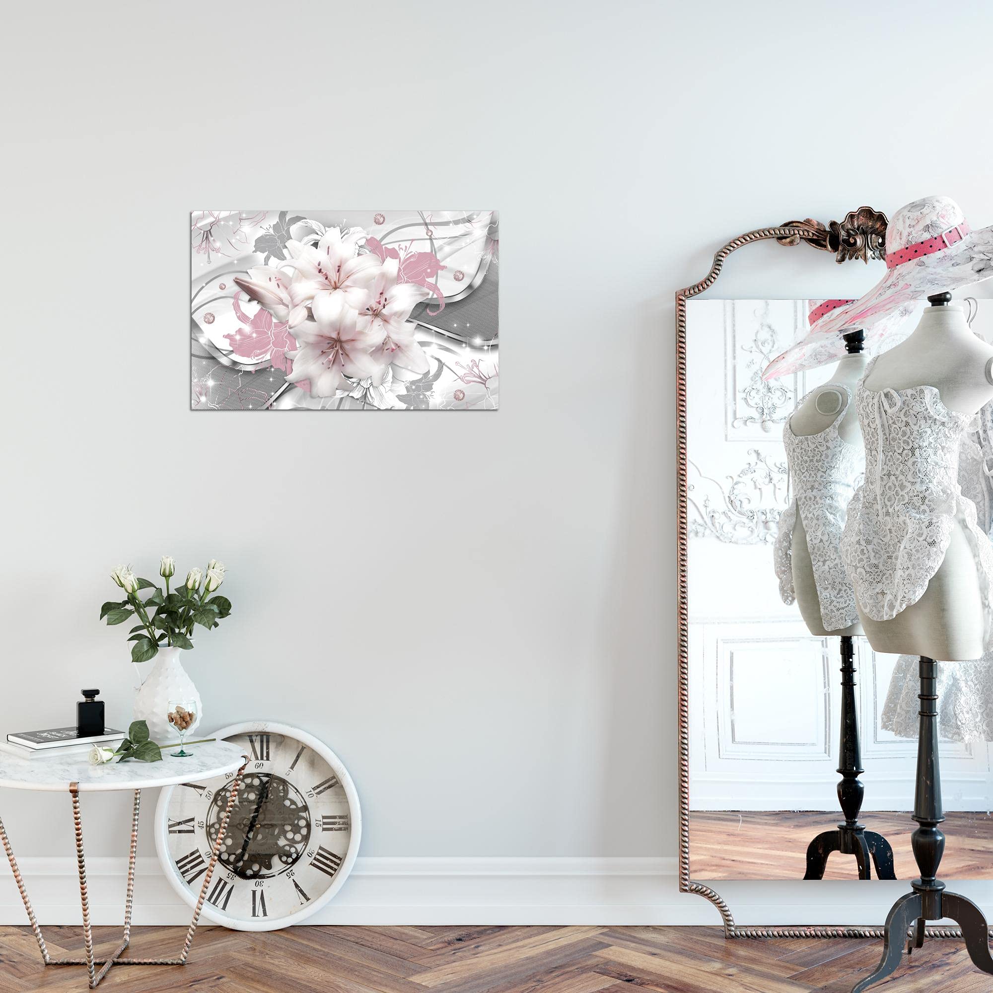 Runa Art Tabella decorazione floreale muro Spa - 60 x 40 cm XXL Stampa su Tela Salotto Appartamento - pronta per essere appesa - 502015a