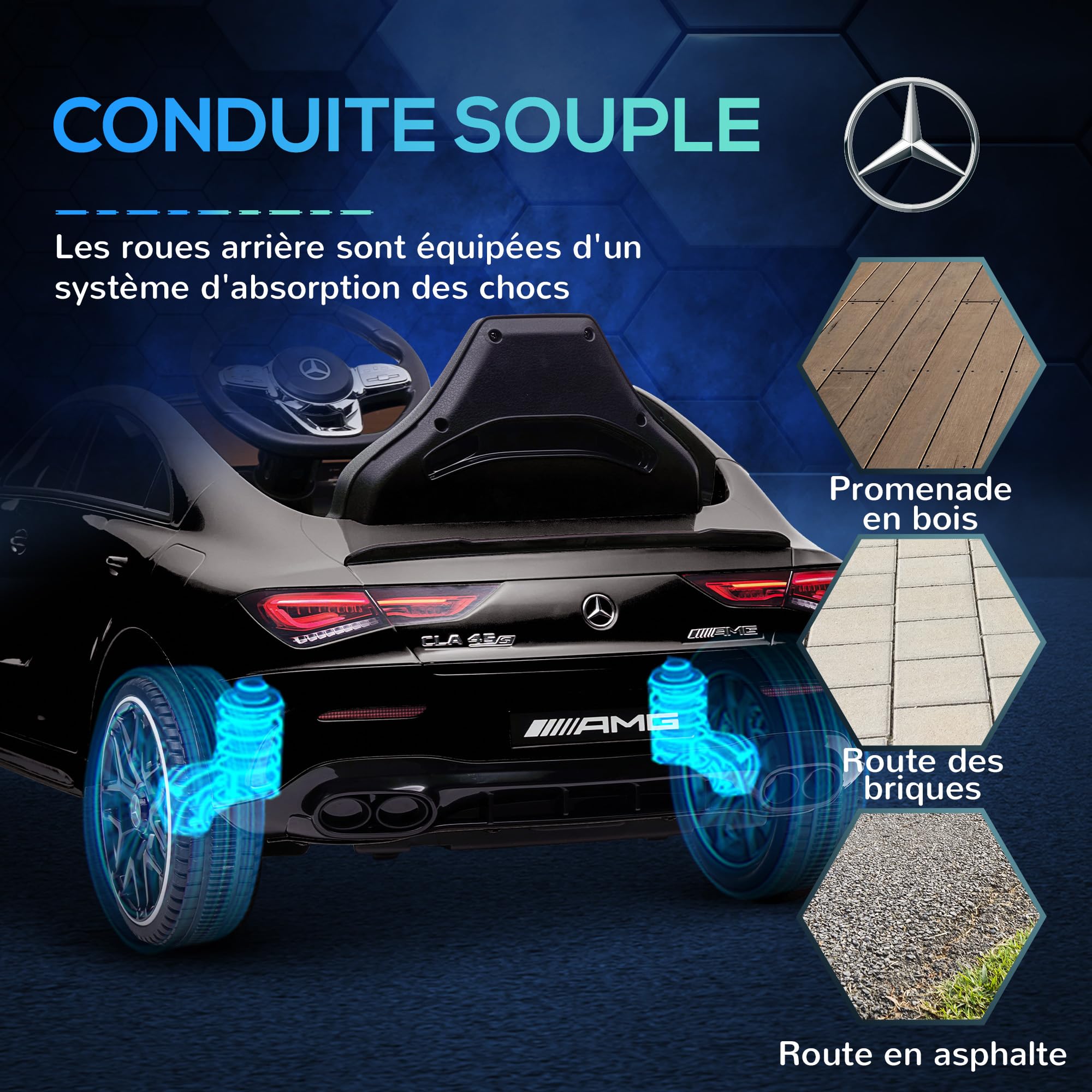 AIYAPLAY Voiture Électrique Enfants Mercedes-Benz AMG CLA 45 12V Noir