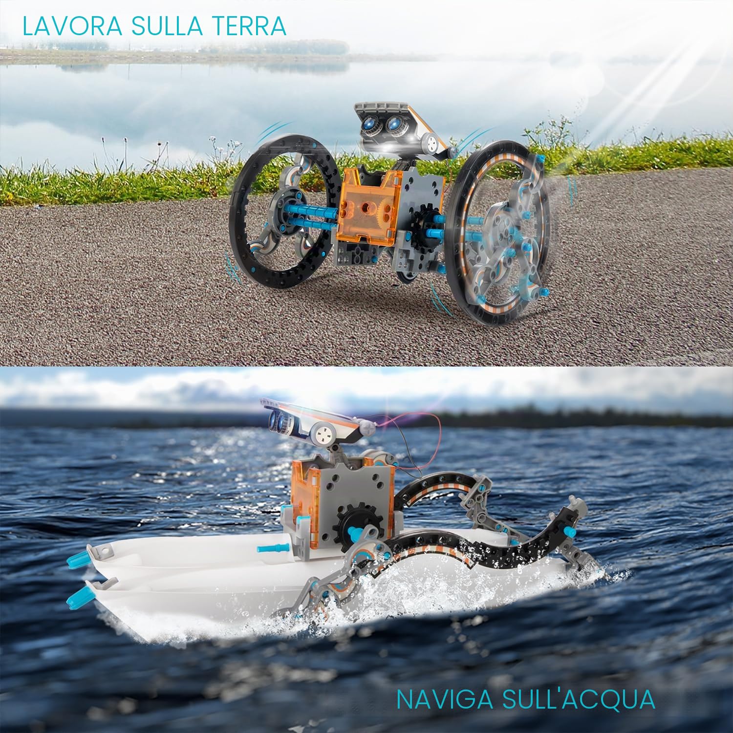 14 in 1 Robot a Energia Solare, STEM Robot Science Toys Kit Giocattolo per Bambini, Giocattoli Educativi Robot Solare, DIY Building Toy per Bambini Ragazzi e Amanti della Scienza (Grigio)