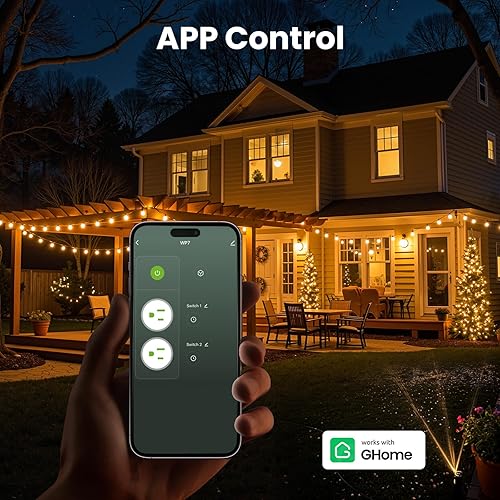 Miniatura 5 de GHome Smart Enchufe para exteriores, enchufe inteligente doble individual con IP64 impermeable, funciona con Alexa Google Assistant y SmartThings,
