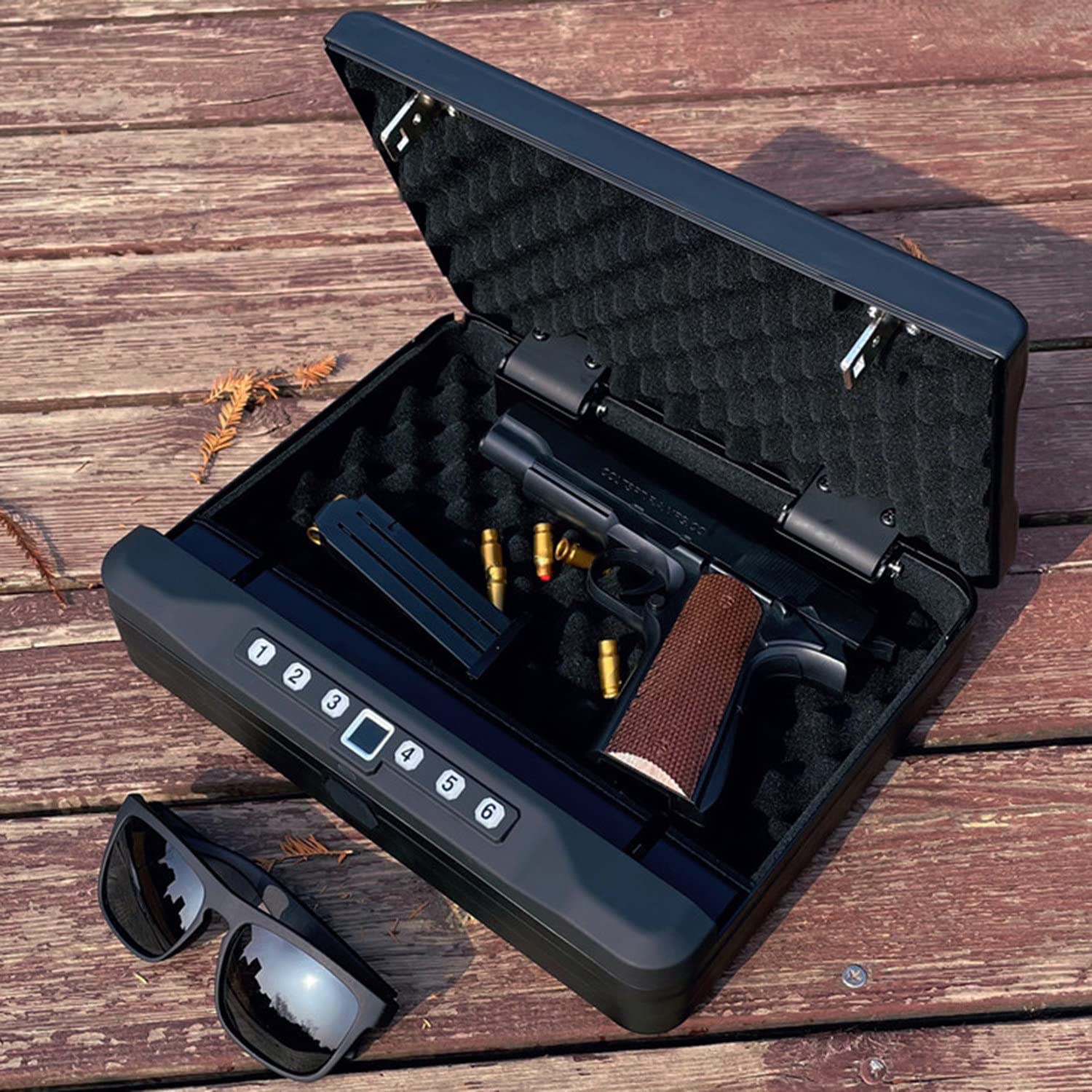 Cassaforte per Pistola Intelligente con Impronte digitali, cassaforte per Pistola Portatile, Cassetta dei Contanti con Serratura, Mini cassaforte con Serratura a Chiave di Sicurezza