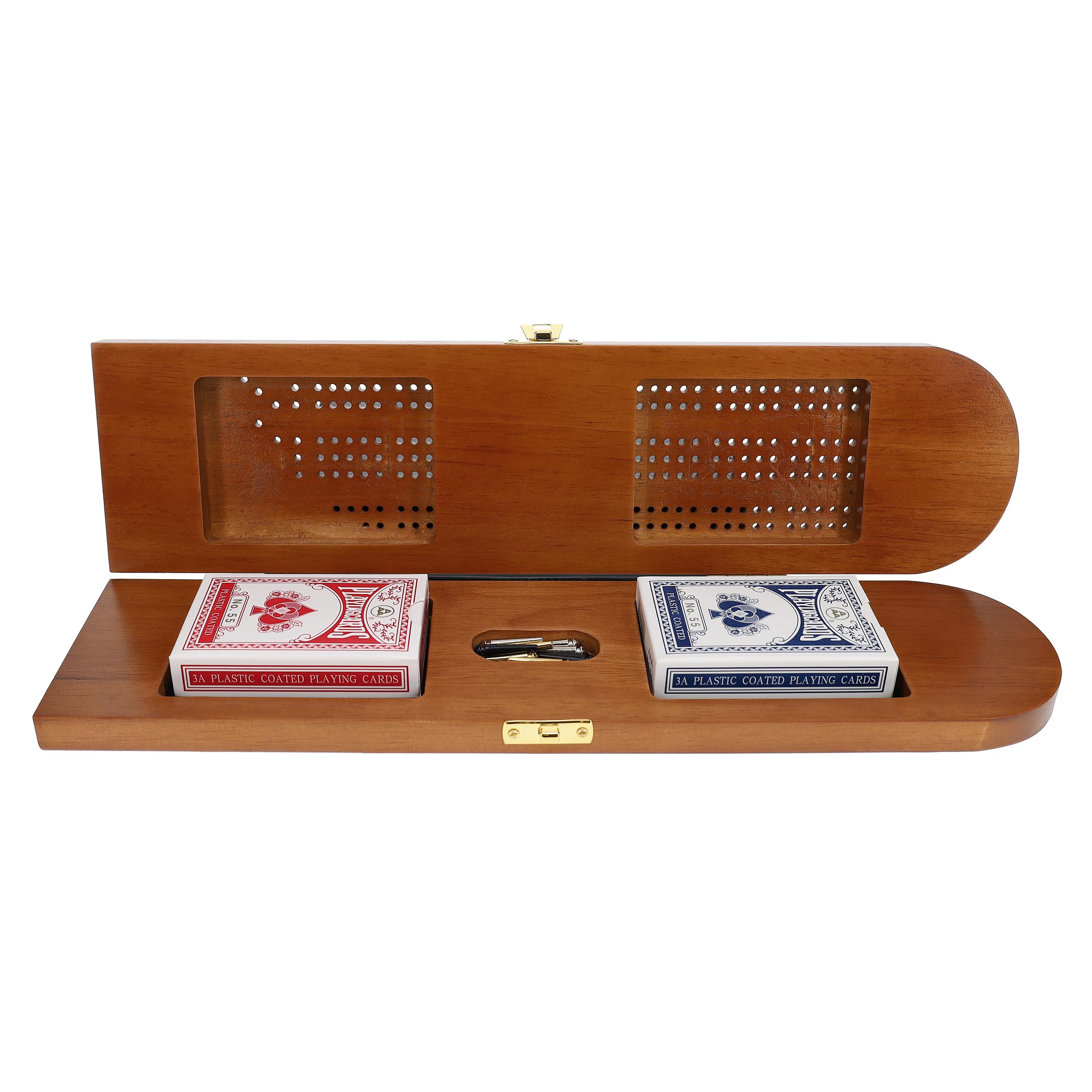 Pacific Shore Games Set di giochi da tavolo in legno di noce, 3 piste continue per 2-3 giocatori, archiviazione di carte