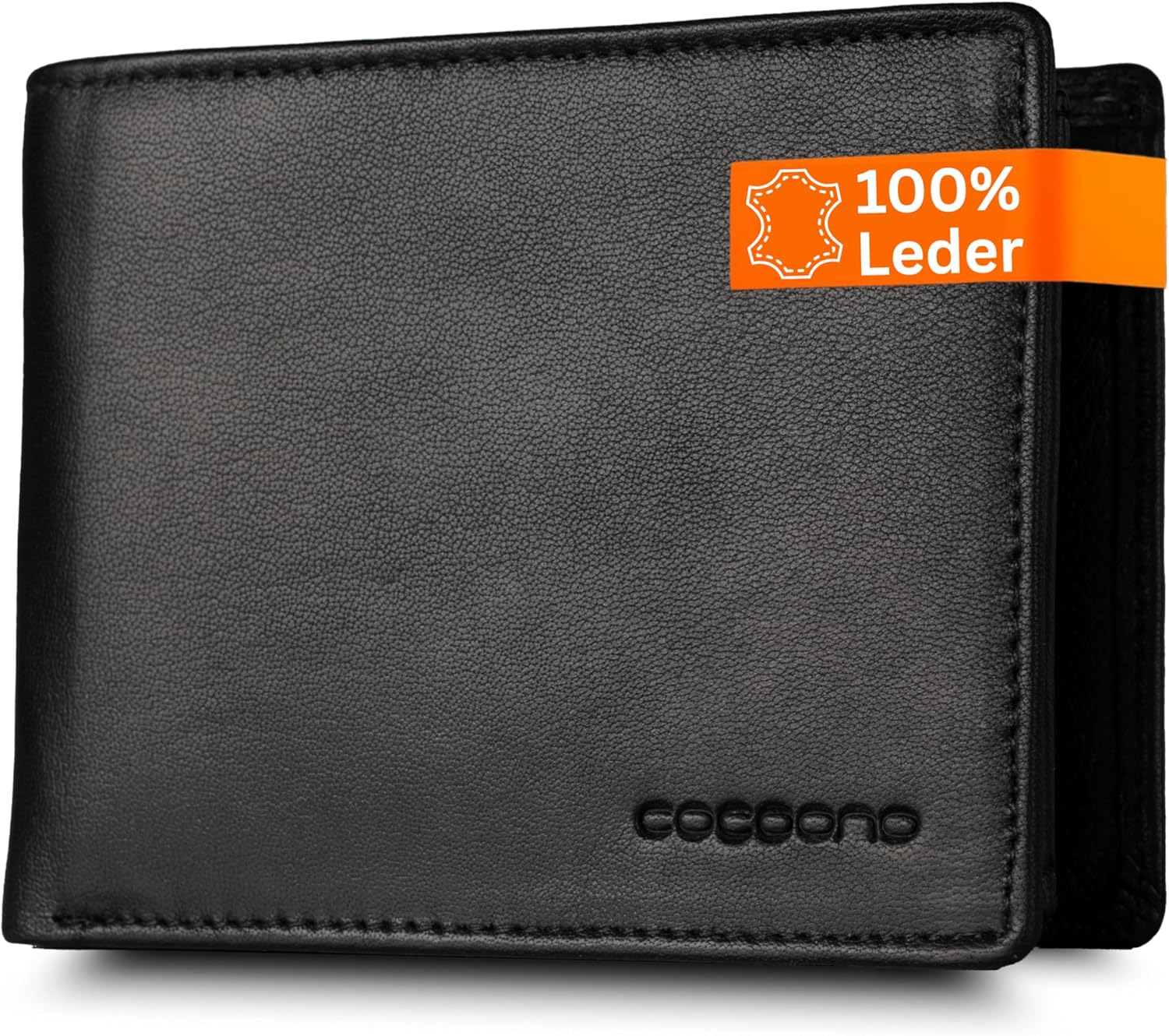 Cocoono Leder Geldbörse Herren mit RFID Schutz I Echtleder Geldbeutel für Männer I Münzbörse Portemonnaie Brieftasche Wallet Portmonee (Bull Breit, Schwarz)